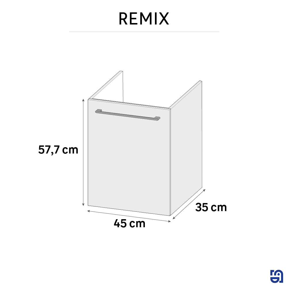 Meuble sous-vasque 1p L.45cm x H.58cm x P.33cm effet chêne doré Remix - 3