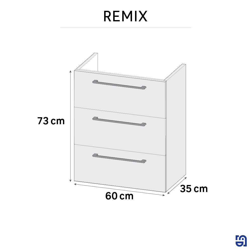Meuble sous-vasque 3t L.60cm x H.58cm x P.33cm effet chêne doré Remix - 3