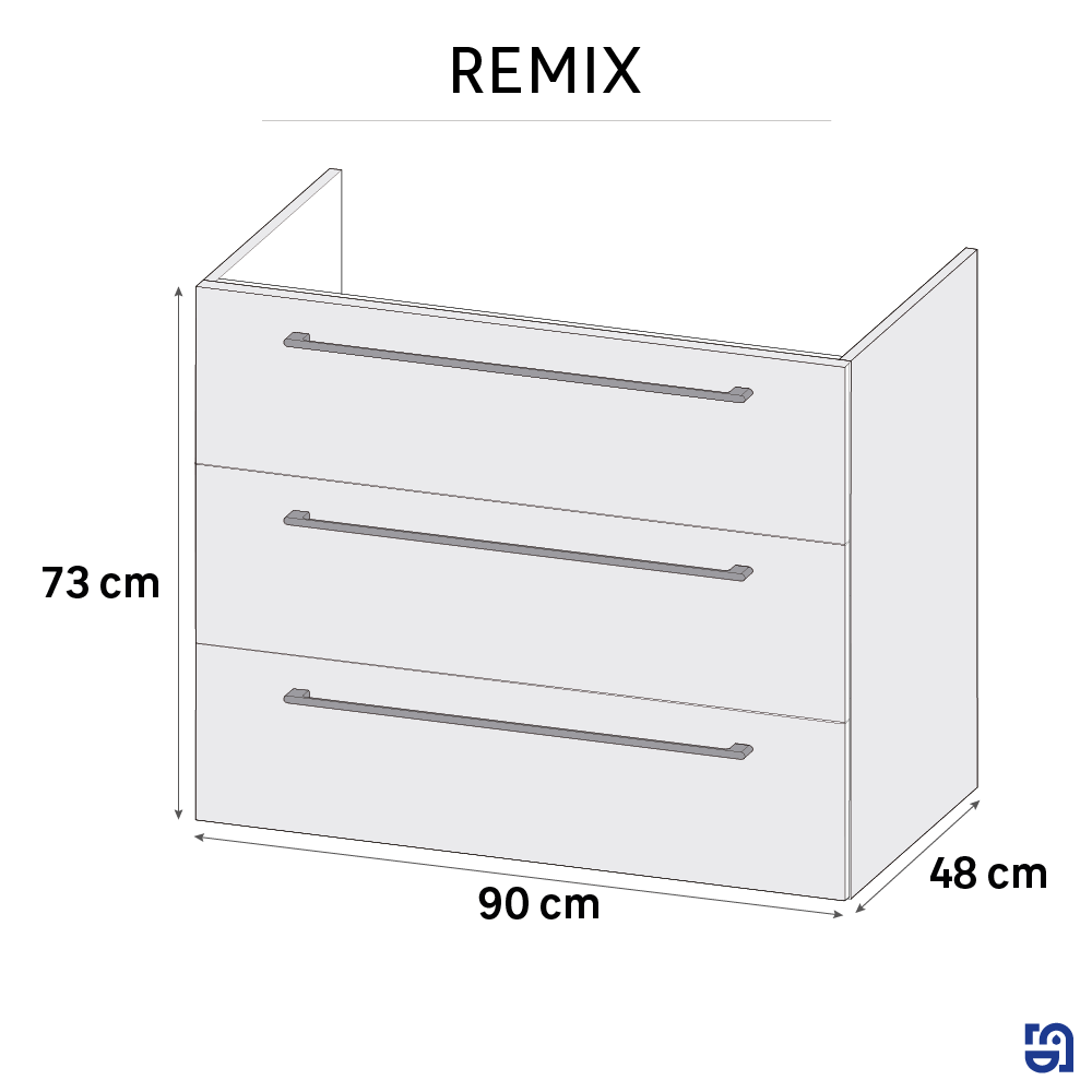 Meuble sous-vasque 3t L.90cm x H.58cm x P.46cm effet frêne ribeira Remix - 5