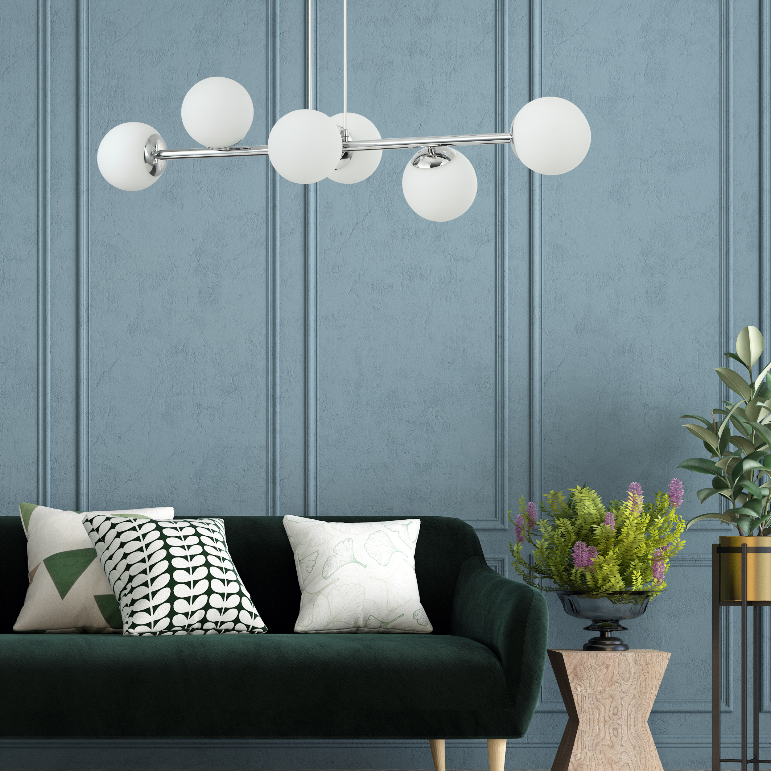 Lampa wisząca Cynthia chrom 6 x E14 Lamkur - 4