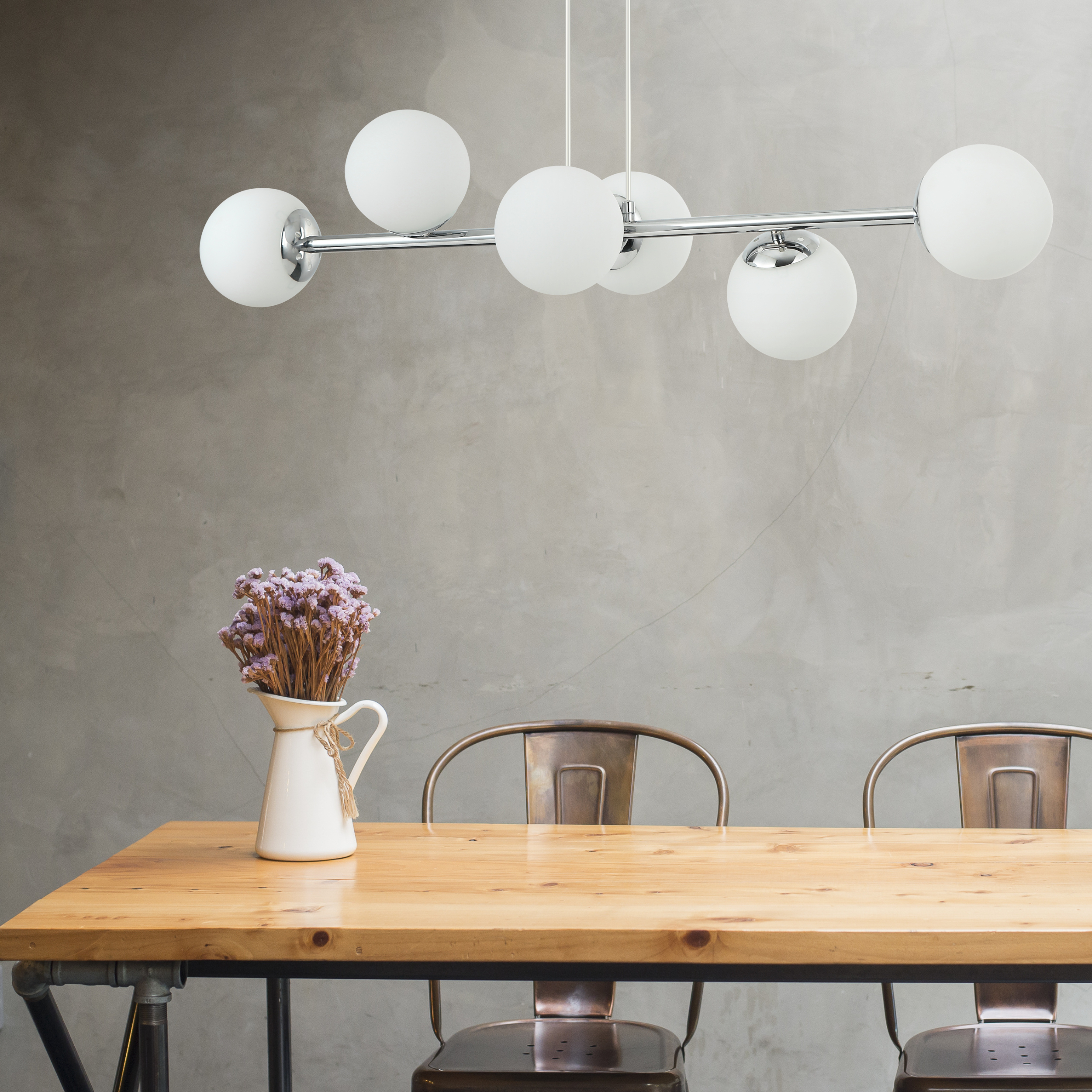 Lampa wisząca Cynthia chrom 6 x E14 Lamkur - 3