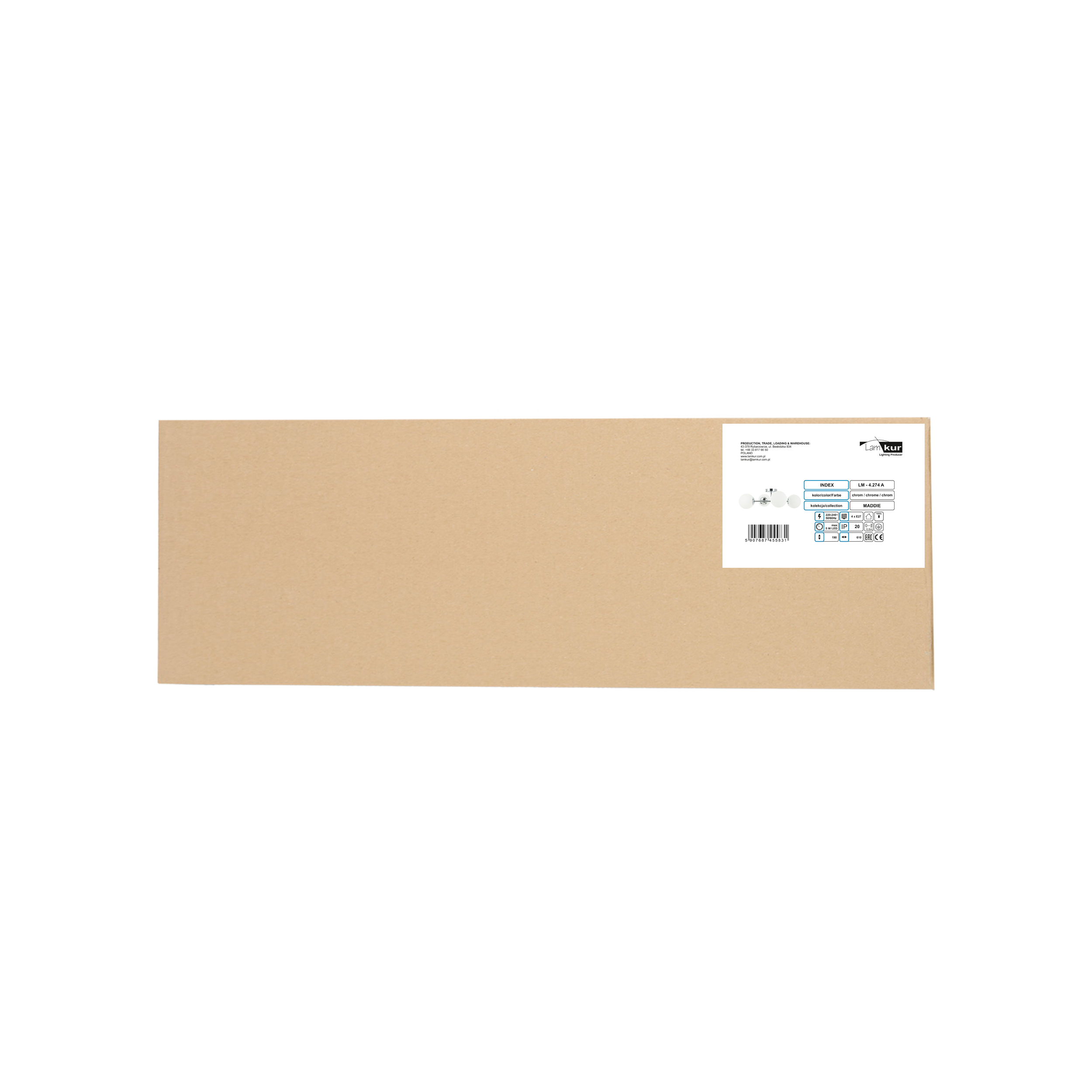 Lampa sufitowa Maddie chrom 4 x E14 Lamkur - 9