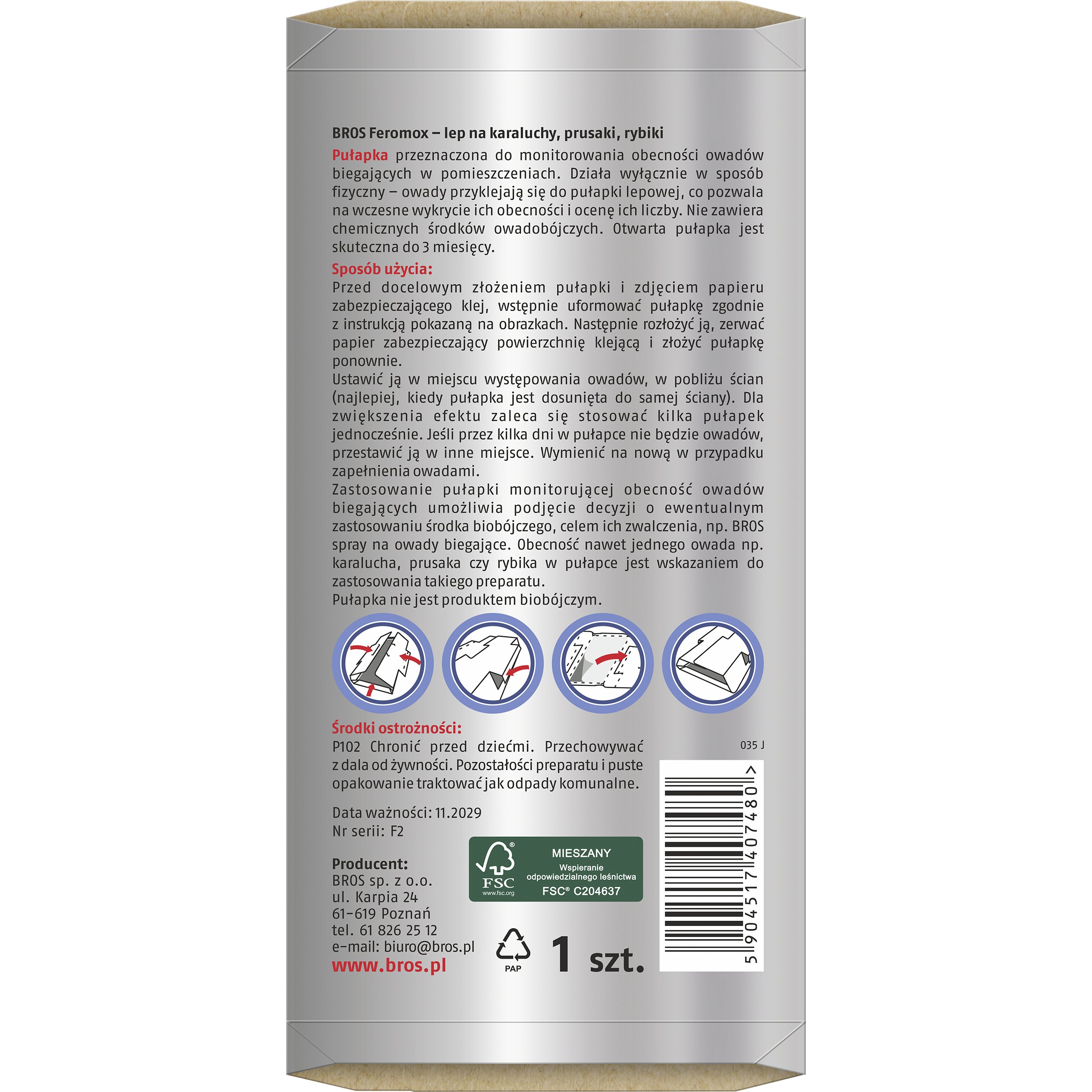 Arkusz kleisty lep na owady biegające 1szt. Bros - 2