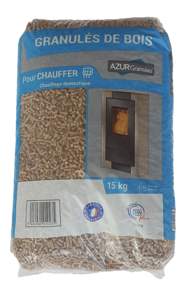 Granulés de bois AZURENERGIE en sac, 15 kg