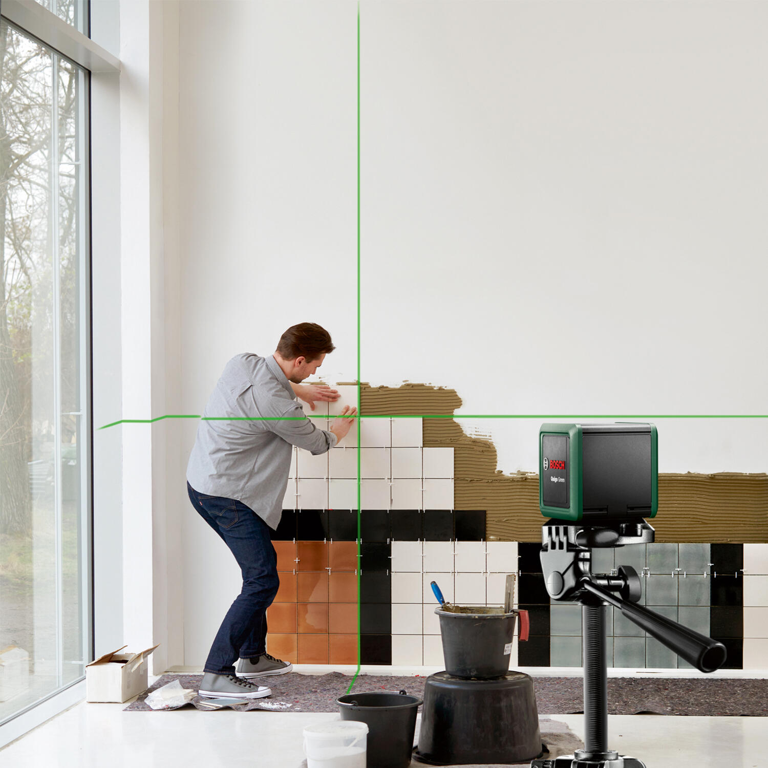 Niveau laser à croix vert BOSCH Quigo Green + 1 pince MM3 - 3