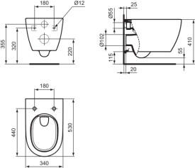 Vaso WC sospeso IDEAL STANDARD i.life o, sedile escluso P 53 x L 34 x H 35.5 cm bianco - 8