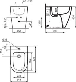 Bidet parete I.LIFE O IDEAL STANDARD L 34.5 x H 43 x P 53 cm Bianco - 6