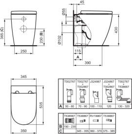 Vaso WC parete IDEAL STANDARD i.life o, sedile escluso P 53 x L 34 x H 43 cm bianco lucido - 11