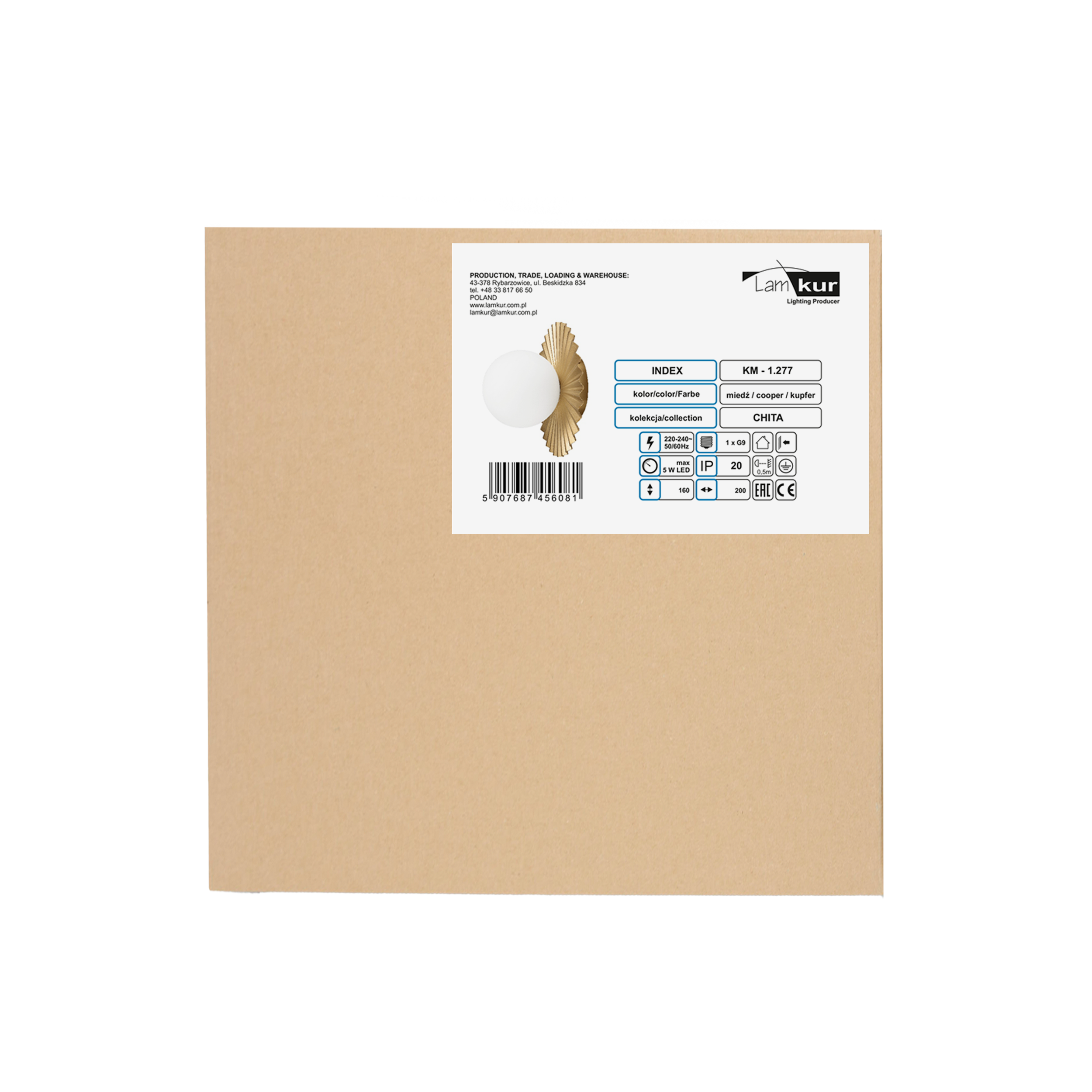 Kinkiet Chita miedź G9 Lamkur - 9