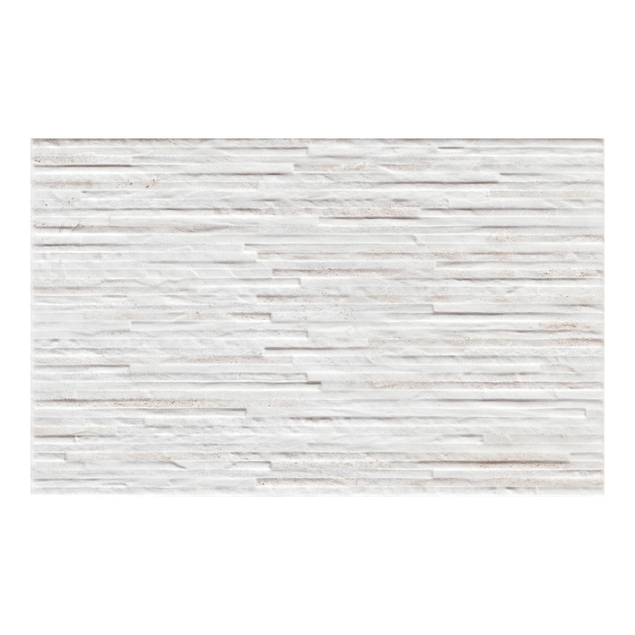 Piastrella da rivestimento interno in maiolica 25 x 40 cm smaltato bianco e beige opaco Pietra Bella 3D traffico medio forte (pei 3/5) Sp. 7.1 mm 1.7 mq - 8