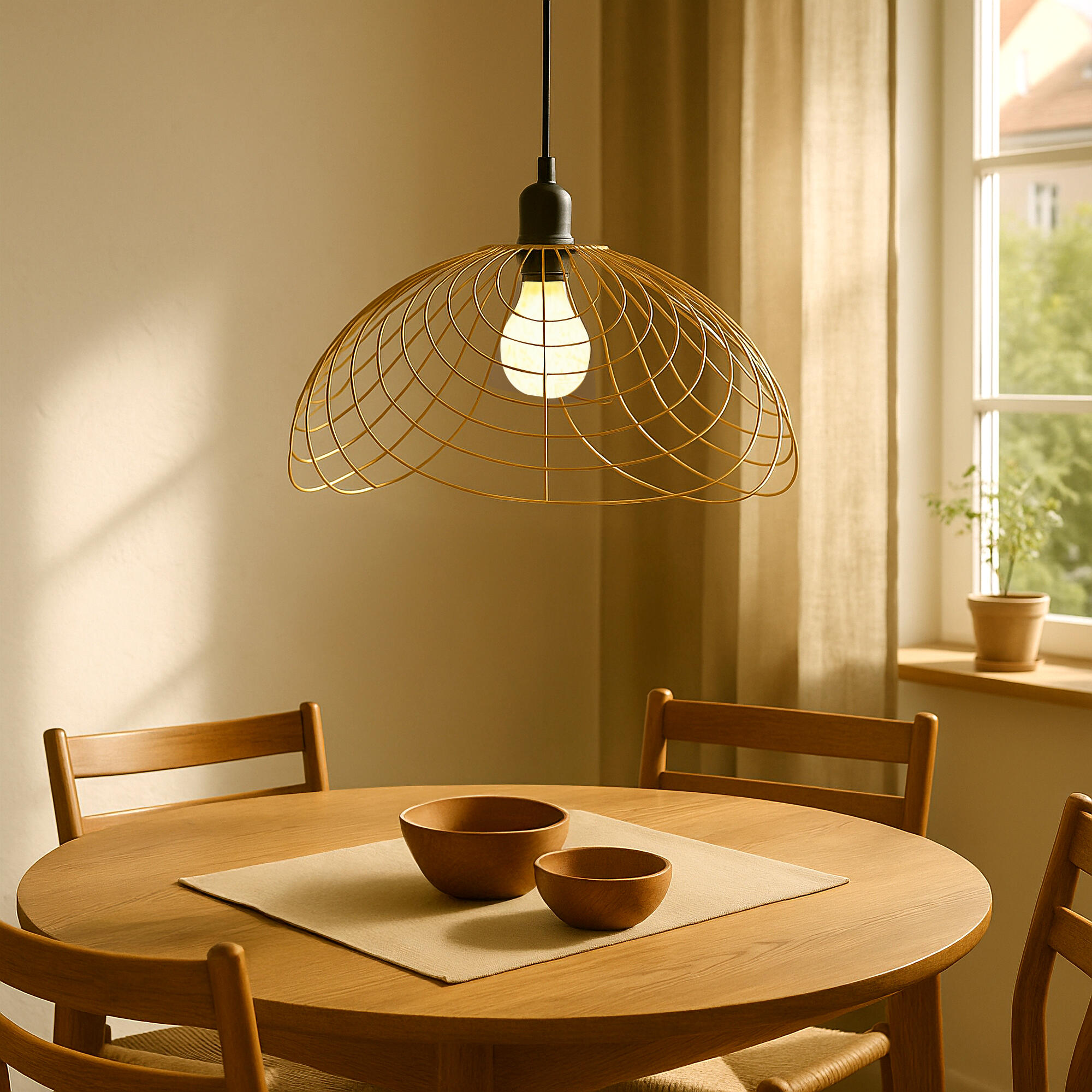 Lámpara de techo colgante de pvc amarilla y dorada 1 luz e27 carrie 38 cm