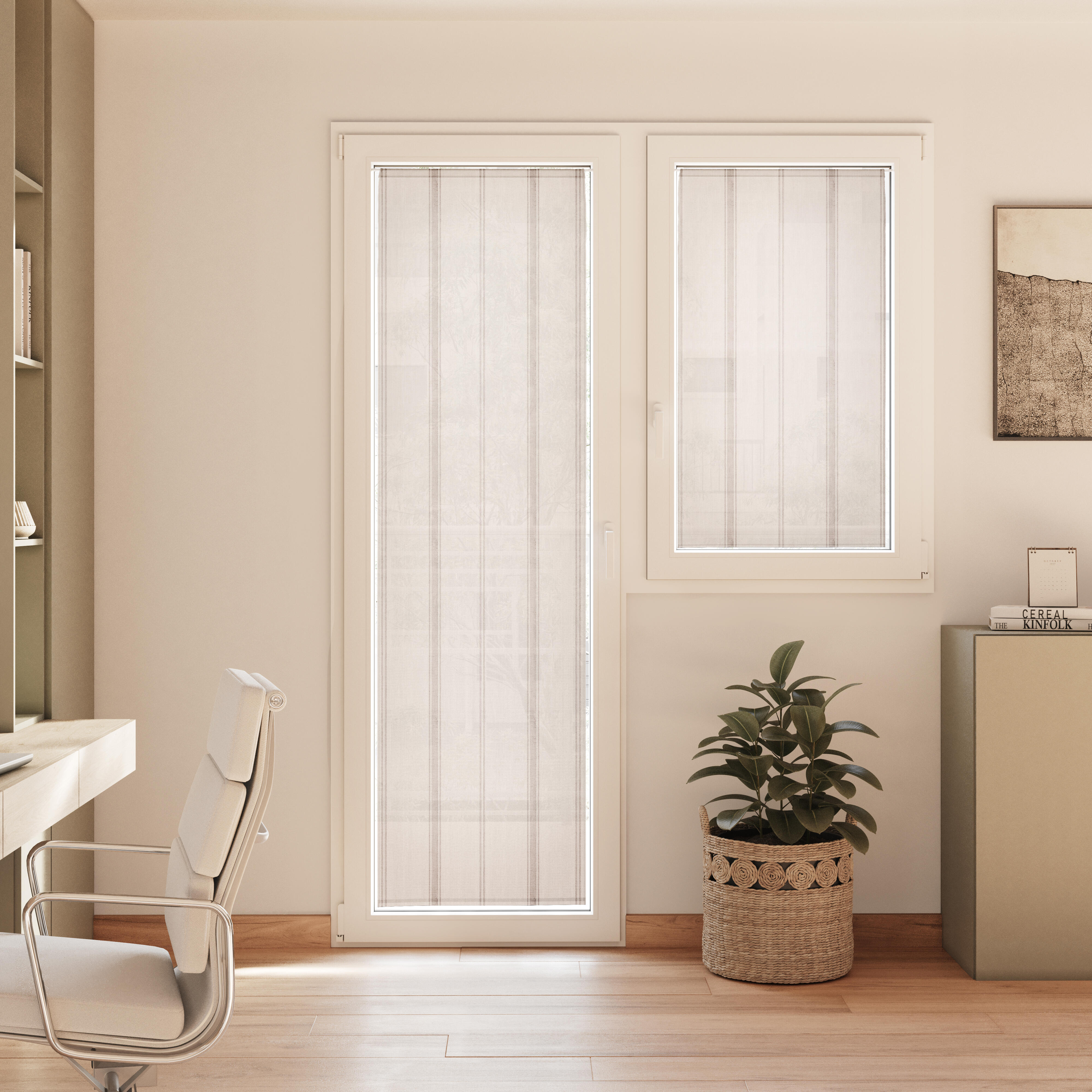 2 Visillos tendina pasabarras Natchik poliéster de 60x90cm liso blanco - 3