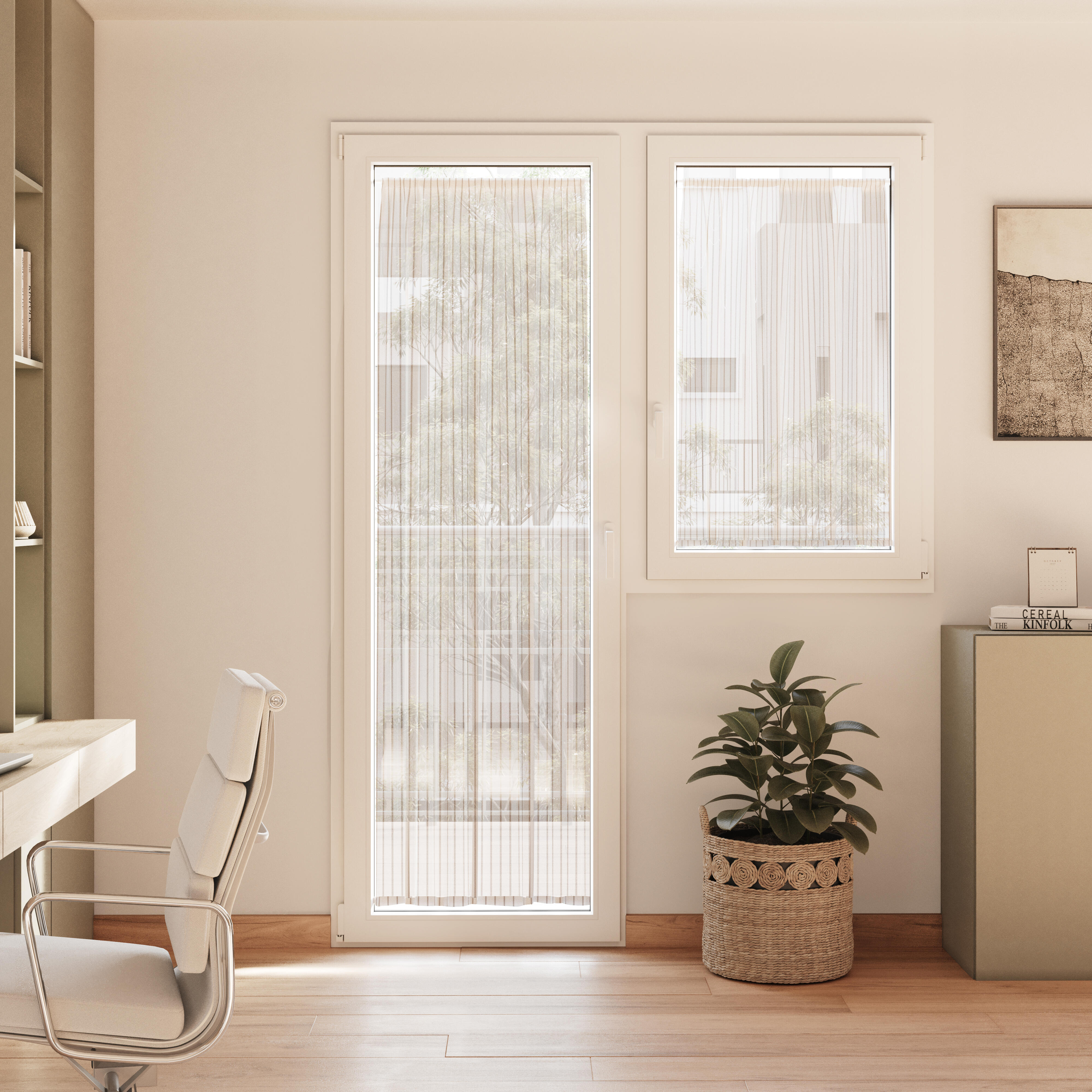 2 cortinados pequenos natura bege 60x120 cm - 2