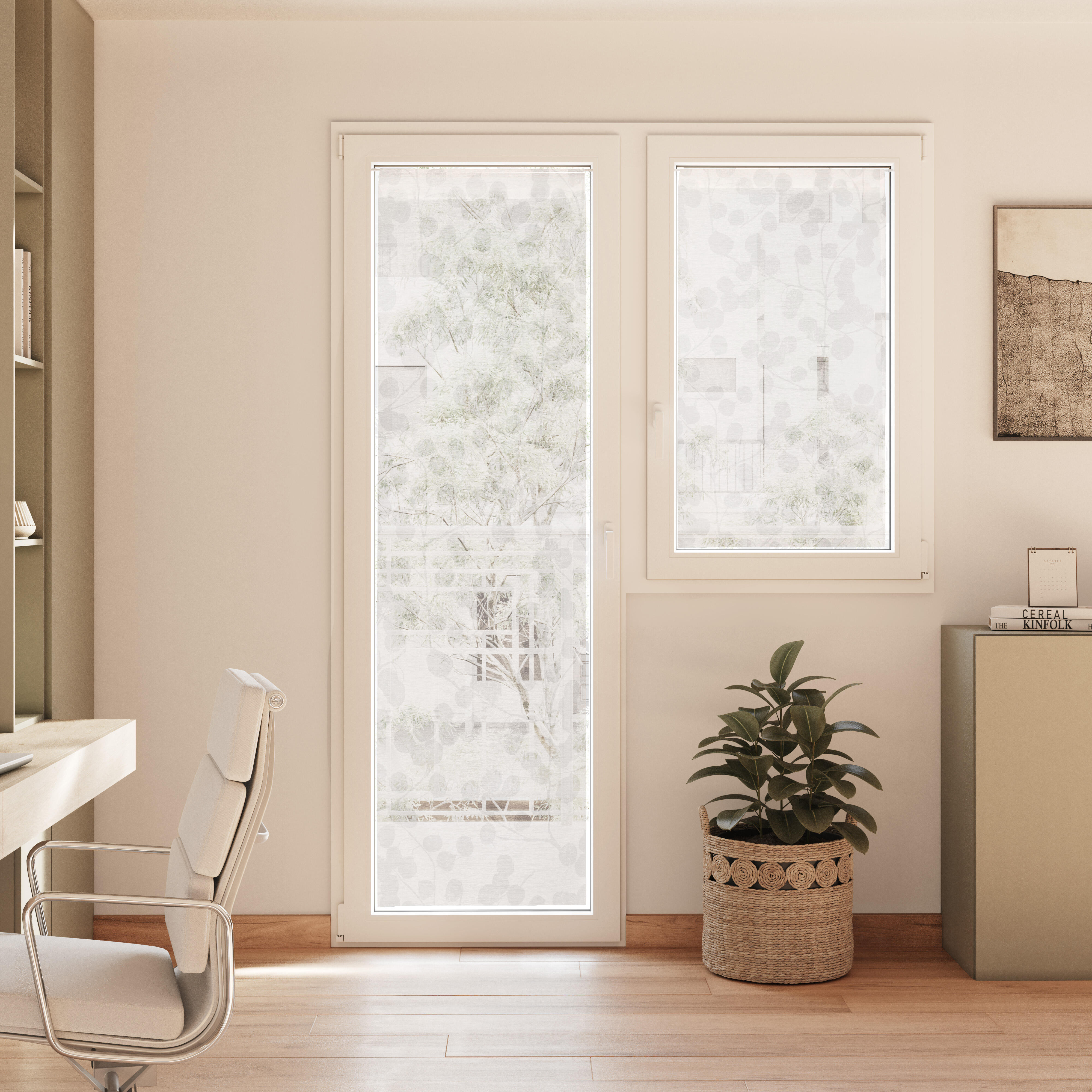 Visillo tendina pasabarras Empreinte poliéster de 60x120cm flor blanco - 3
