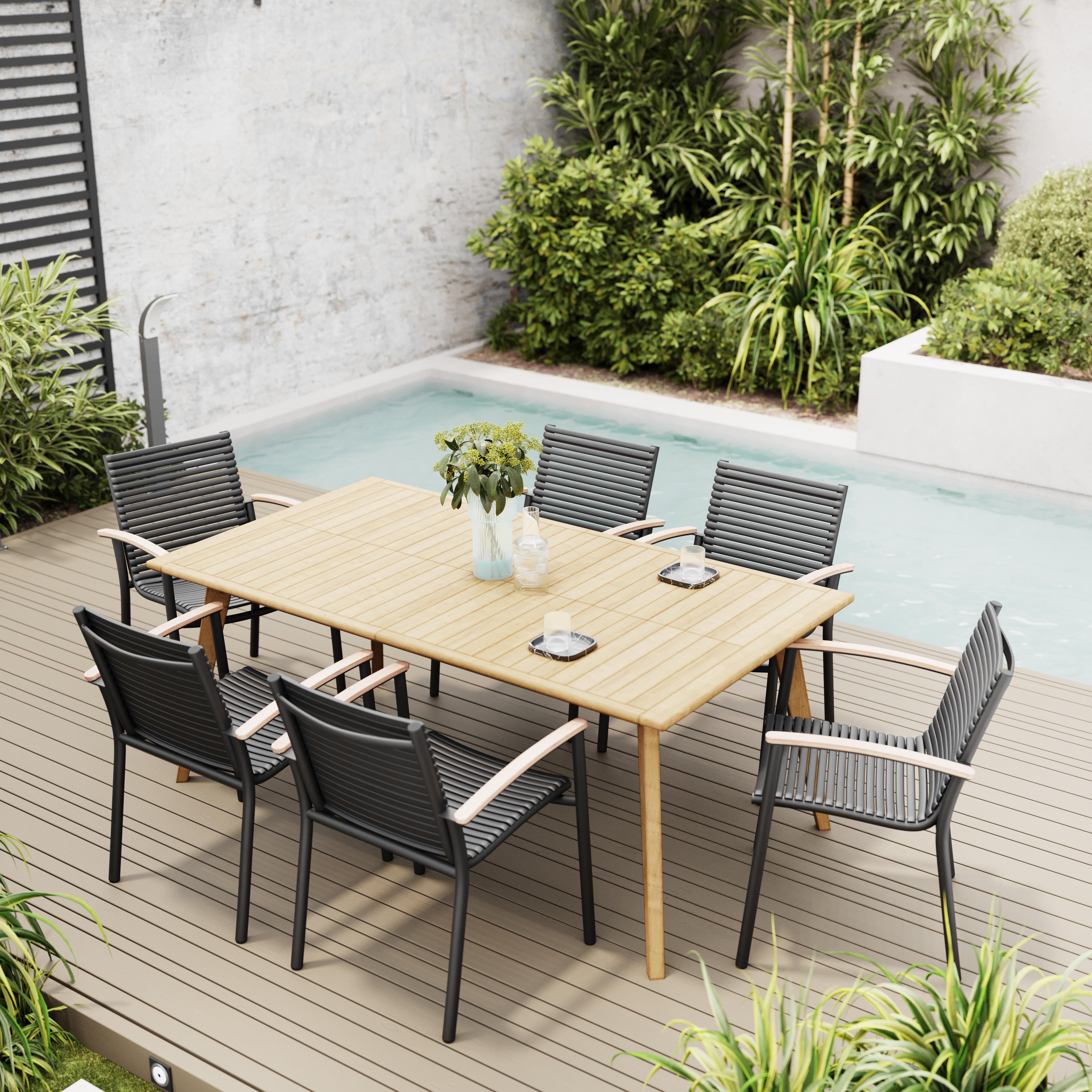 Silla de jardín sín cojín de aluminio Dora gris Naterial - 3