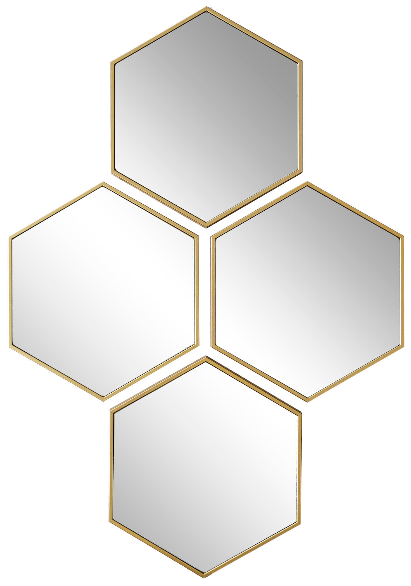 Espejo enmarcado de pared hexagonal lounge polipropileno dorado mate de 41 x 59 cm