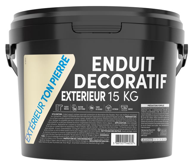 Crépi façade acrylique D3 ton pierre 15 kg