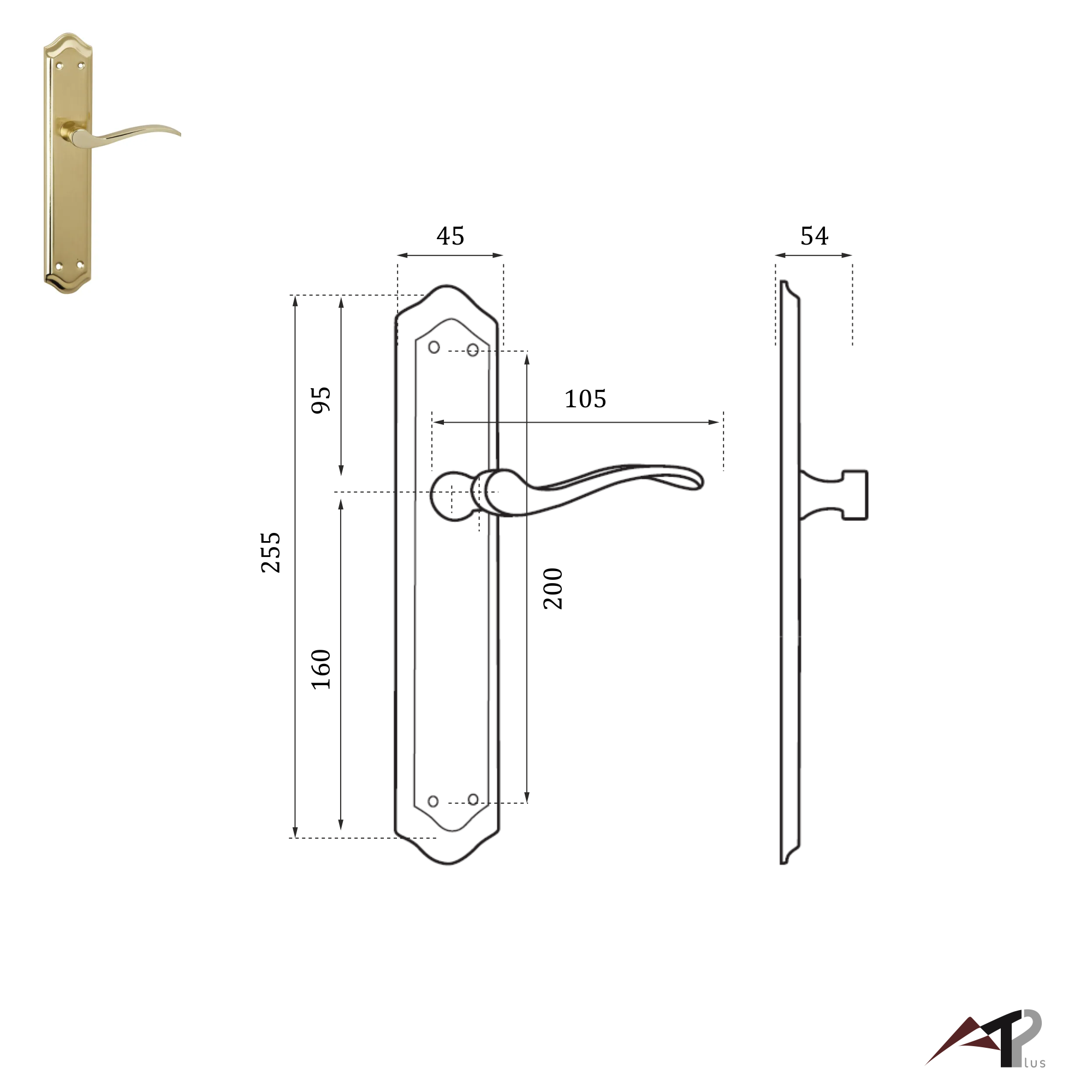 Manilla para puerta serie CACERES 2 en aluminio color dorado brillo 255x45mm - 5