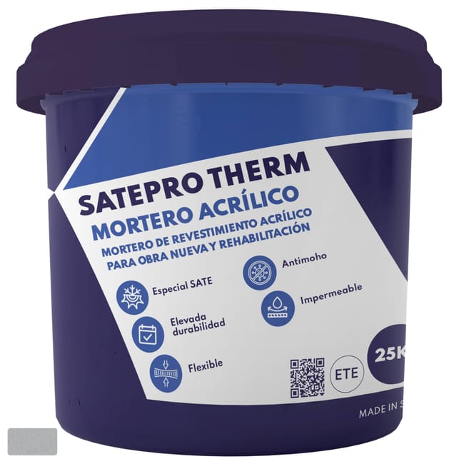 MORTERO ACRÍLICO SATEPRO THERM 25 KG GRIS OSCURO - 1