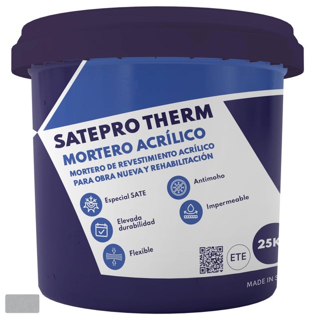 MORTERO ACRÍLICO SATEPRO THERM 25 KG GRIS OSCURO