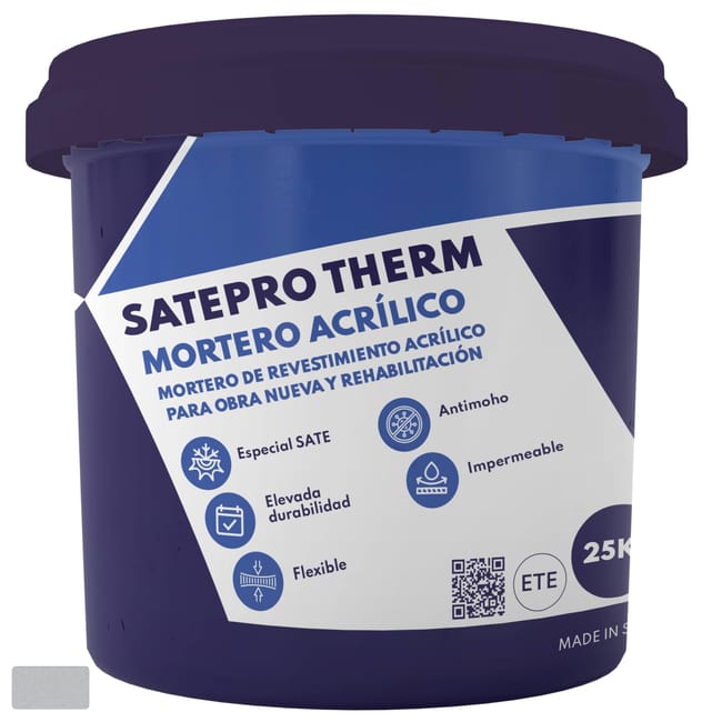MORTERO ACRÍLICO SATEPRO THERM 25 KG GRIS - 1