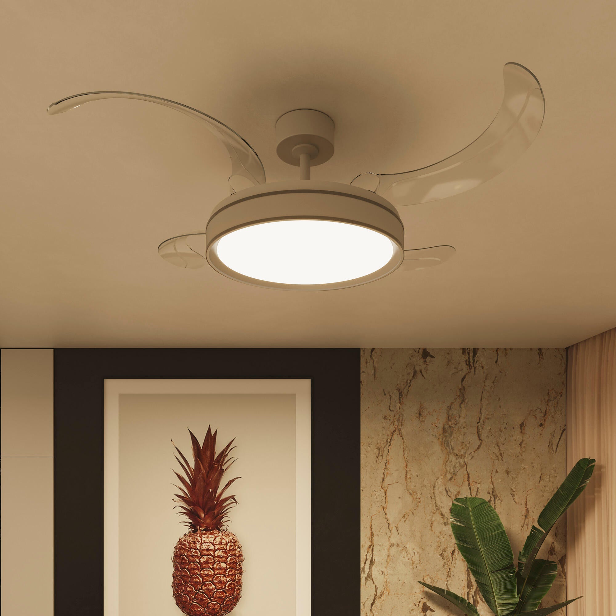 Ventilador de techo con luz silencioso DC Arte Confort Dube L Blanco/Plata blanco/gris 122 cm - 4