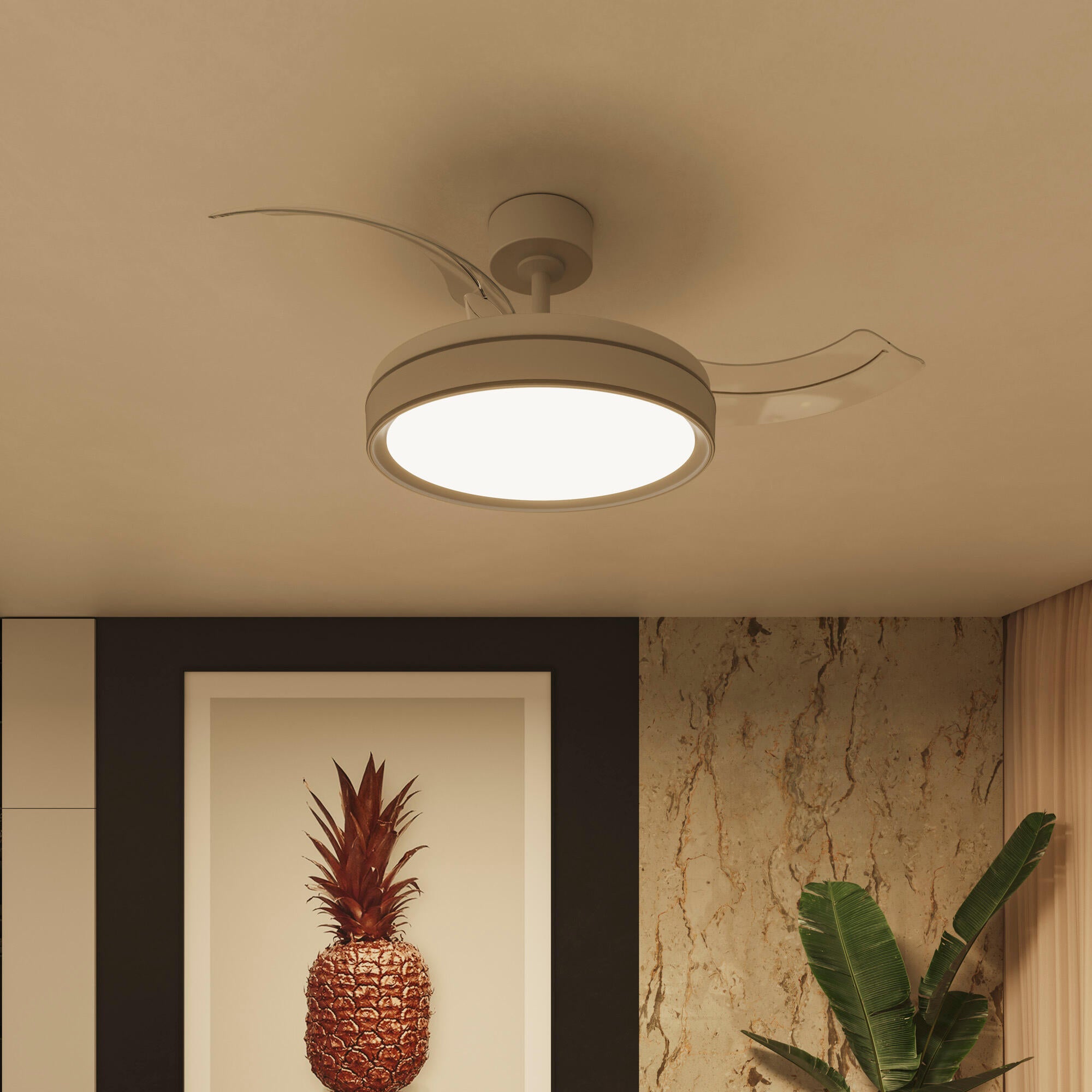 Ventilador de techo con luz silencioso DC Arte Confort Dube M Blanco/Plata blanco/gris 107 cm - 4