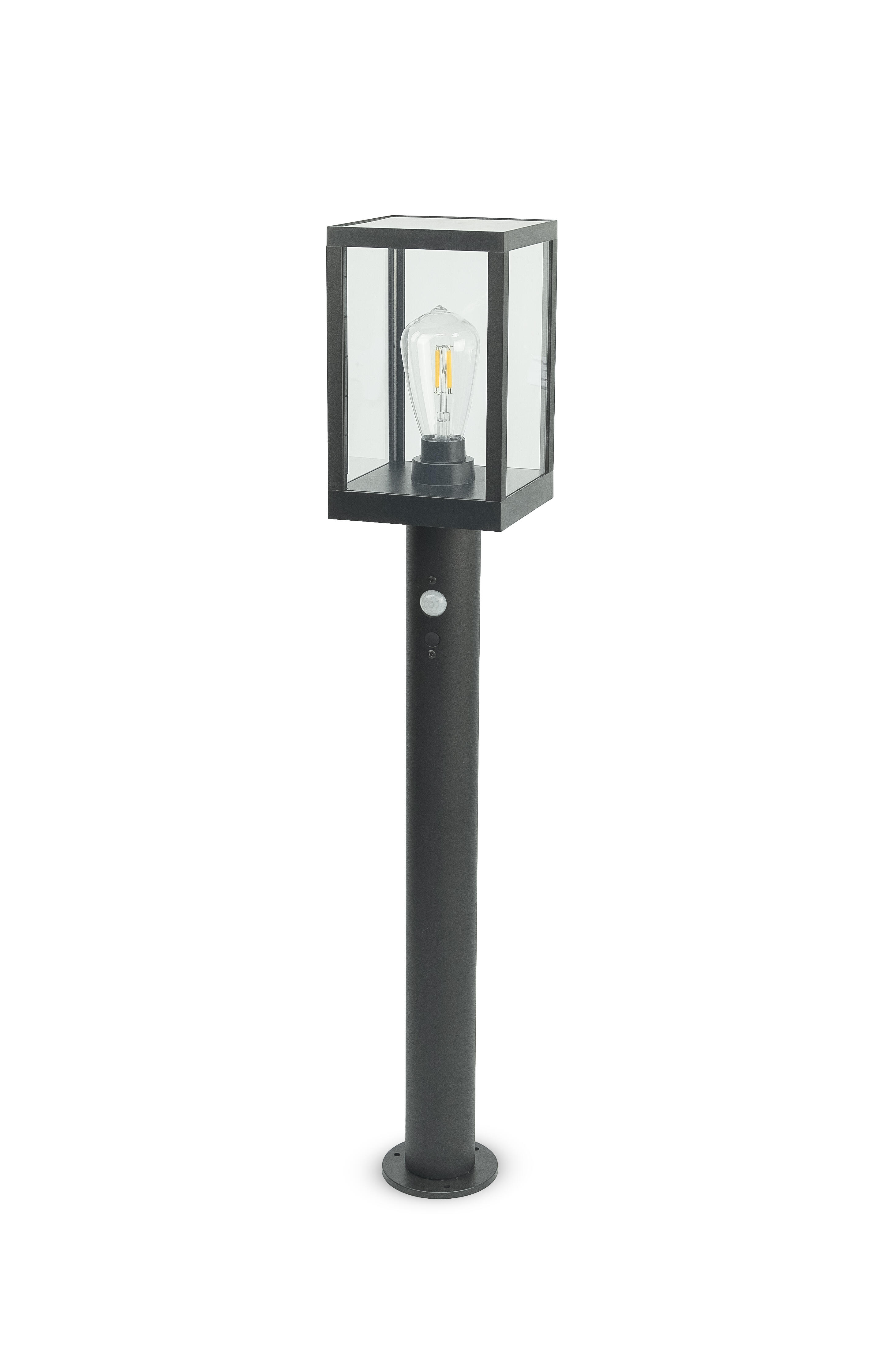 Aplique solar exterior luz led blanco cálido garza becquer negro con detector de movimiento ip65