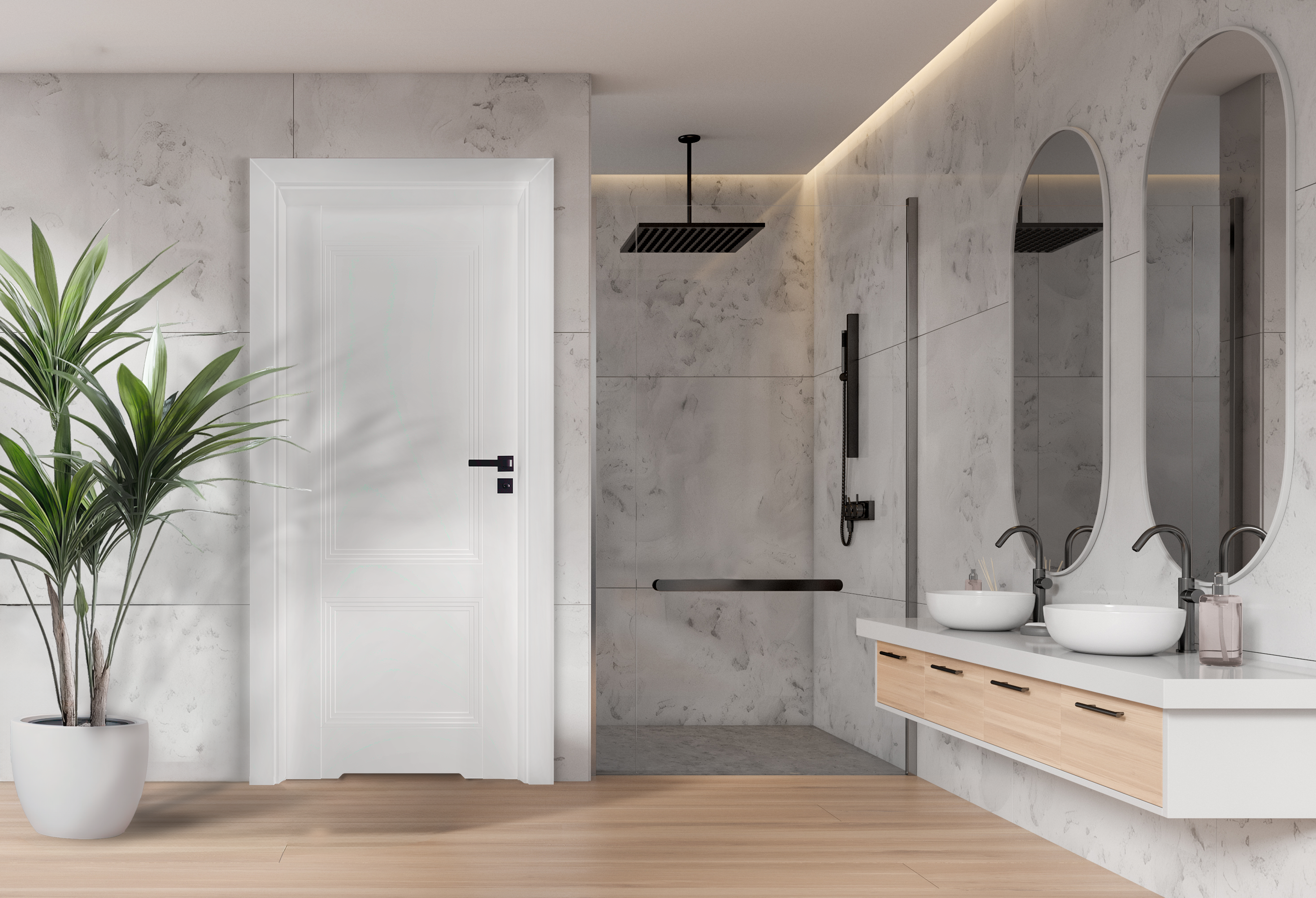 Drzwi wewnętrzne z podcięciem wentylacyjnym Rumba+ białe NPP 60 prawe Artens - 2