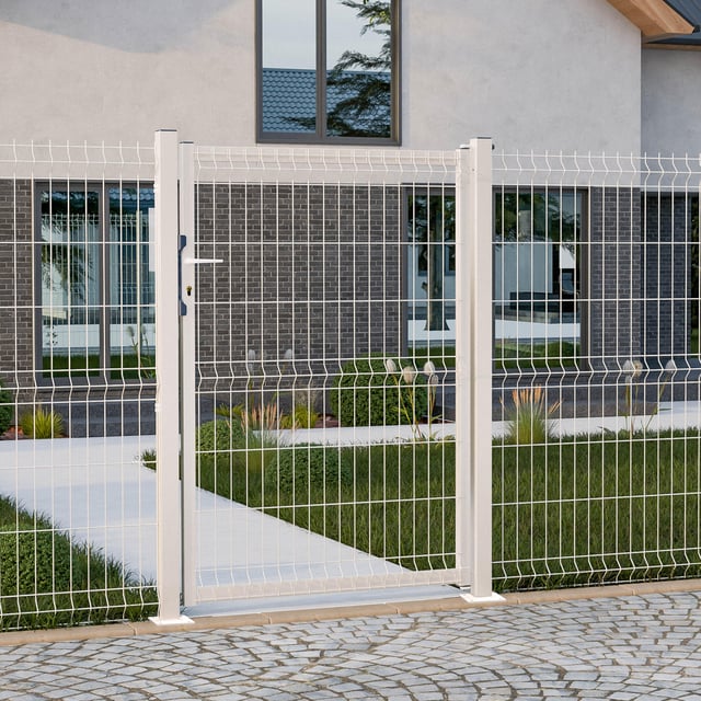 Portillon grillagé Naterial Blanc - 9010 sur platine, l.100 x H.170 cm