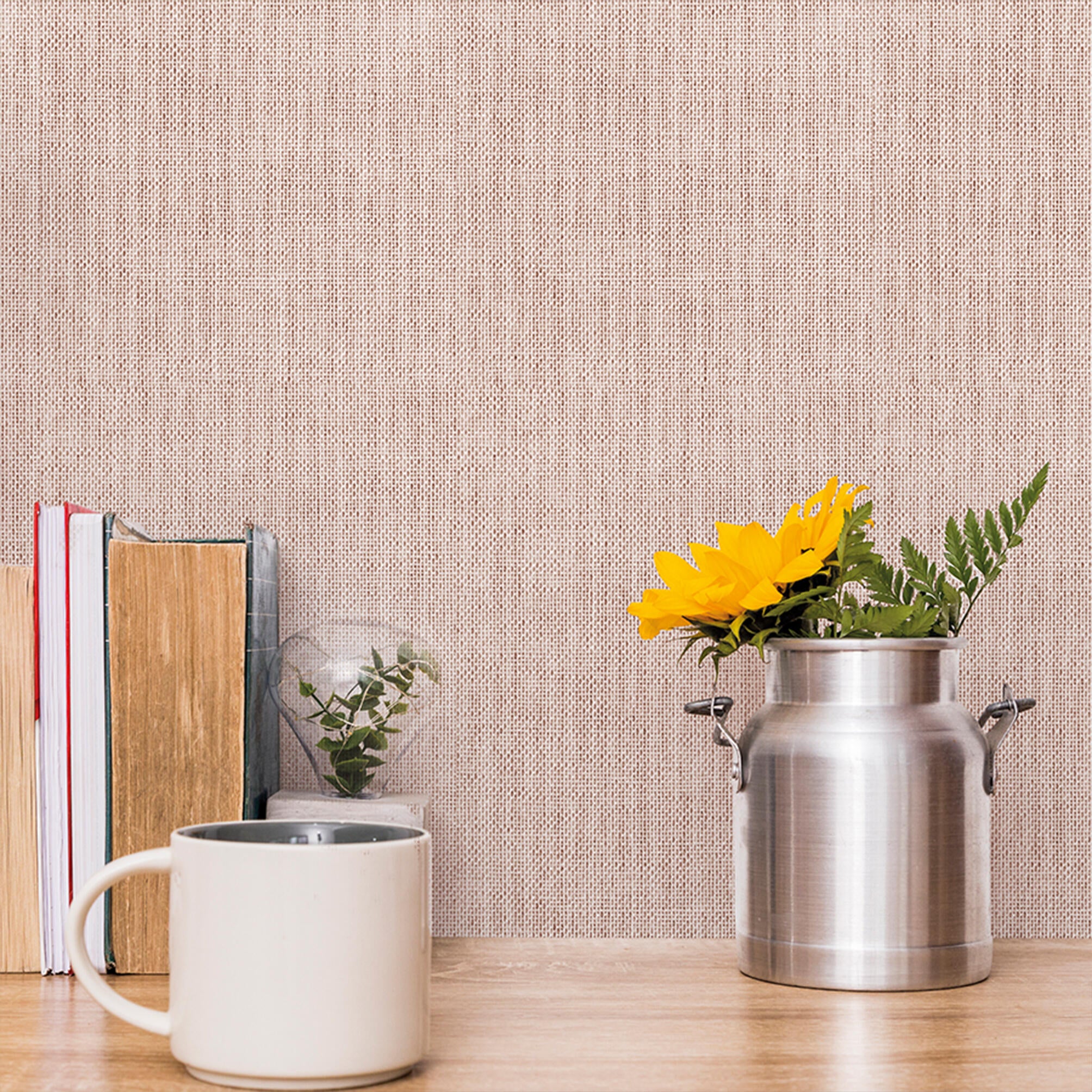 Papel pintado PVC adhesivo Imitación material Prato beige  LHD 65cmx2.8m superlavable. Apto para cocinas o baños - 2