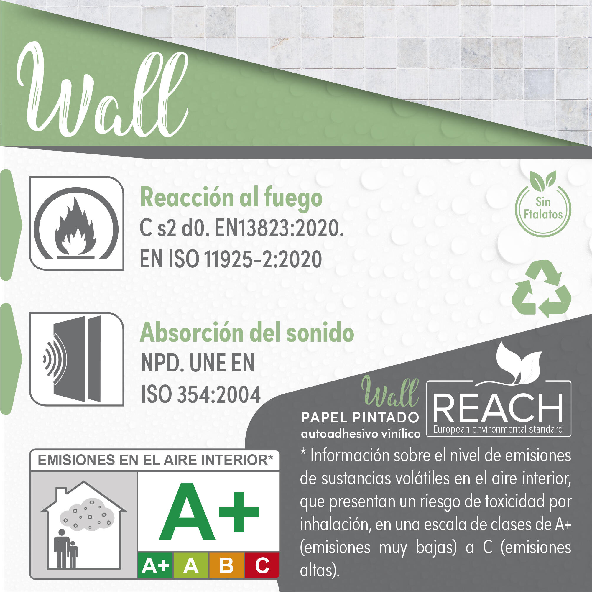 Papel pintado PVC adhesivo Imitación material Marmor tiny azul beige gris  LHD 65cmx2.8m superlavable. Apto para cocinas o baños - 10