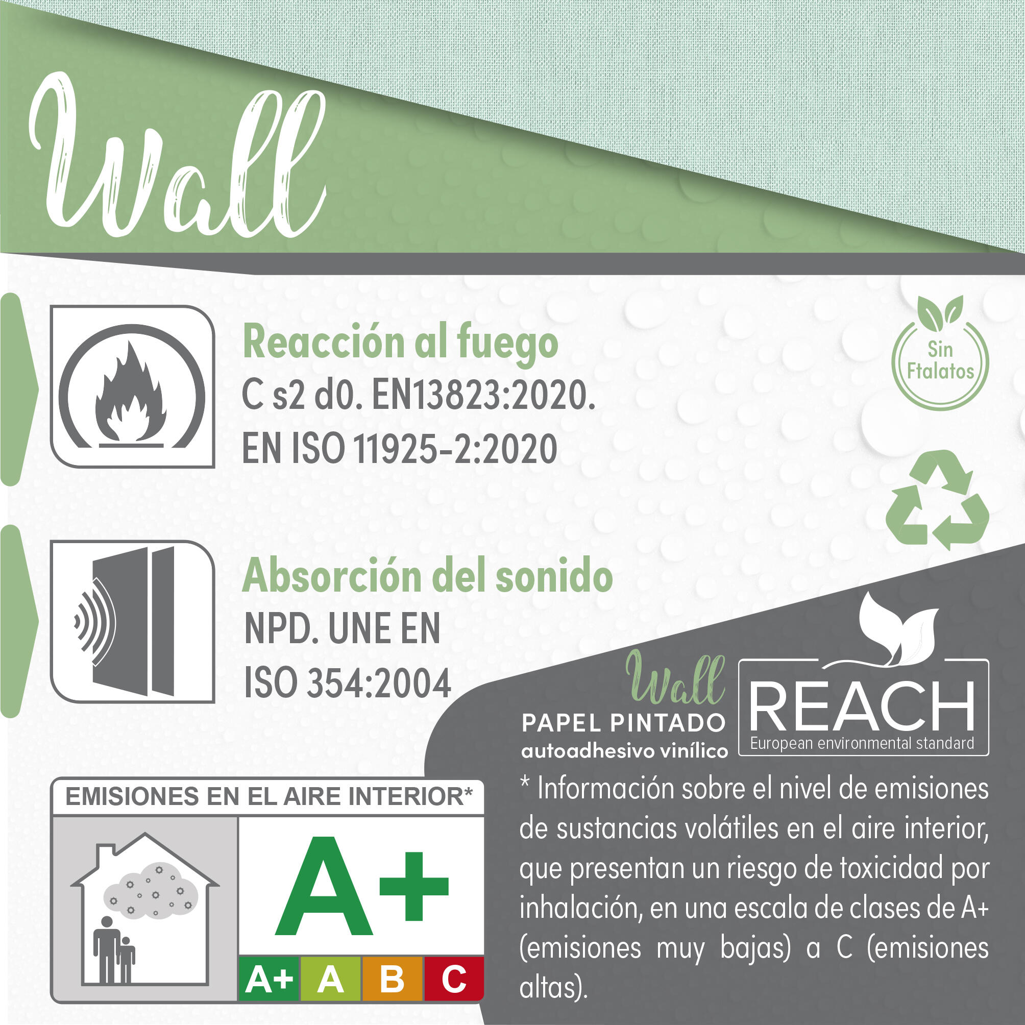 Papel pintado PVC adhesivo Imitación material Prato verde  LHD 65cmx2.8m superlavable. Apto para cocinas o baños - 10