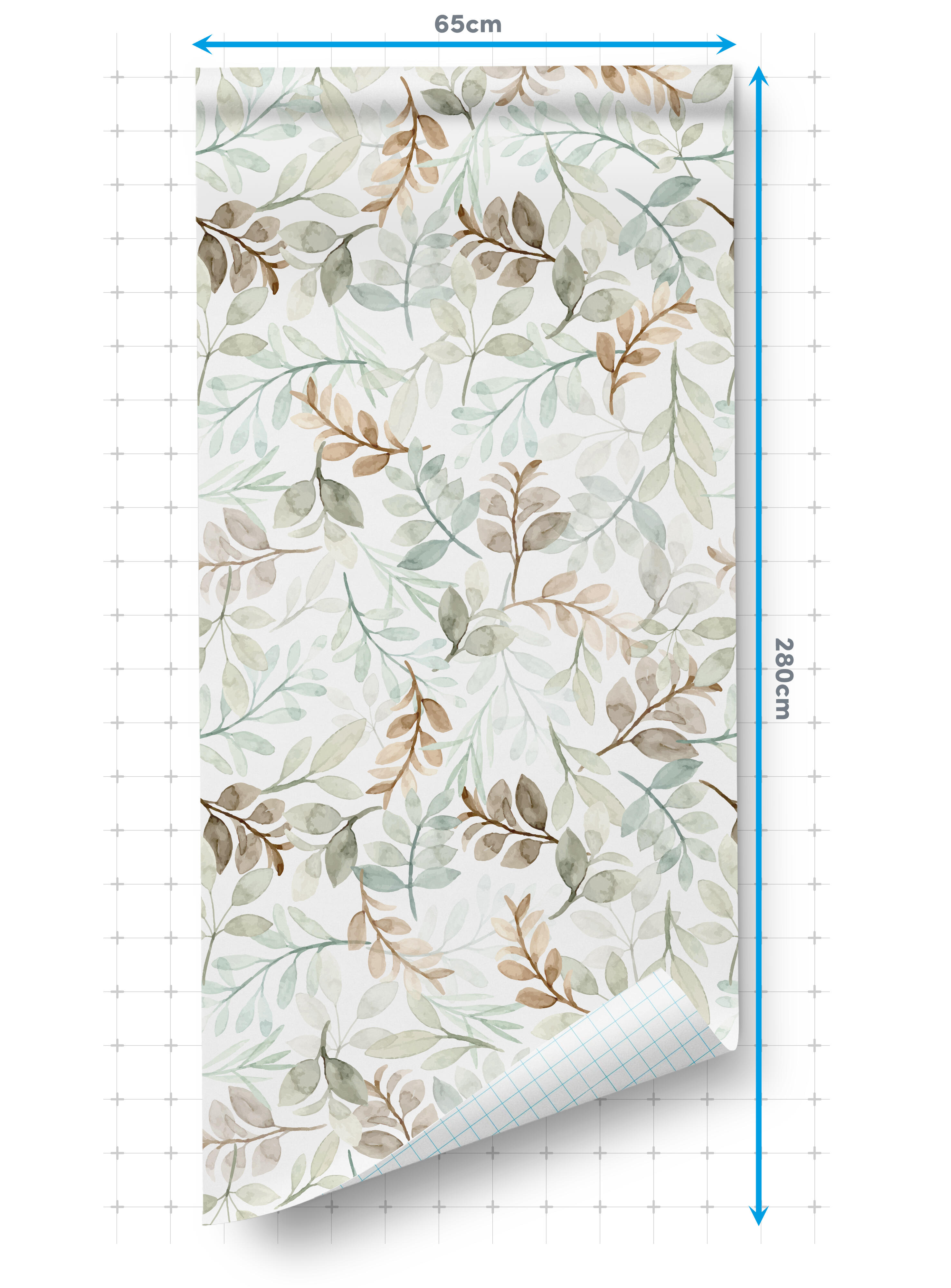 Papel pintado PVC adhesivo Botánico, plantas o floral Branches verde, blanco, marrón  LHD 65cmx2.8m superlavable. Apto para cocinas o baños - 5