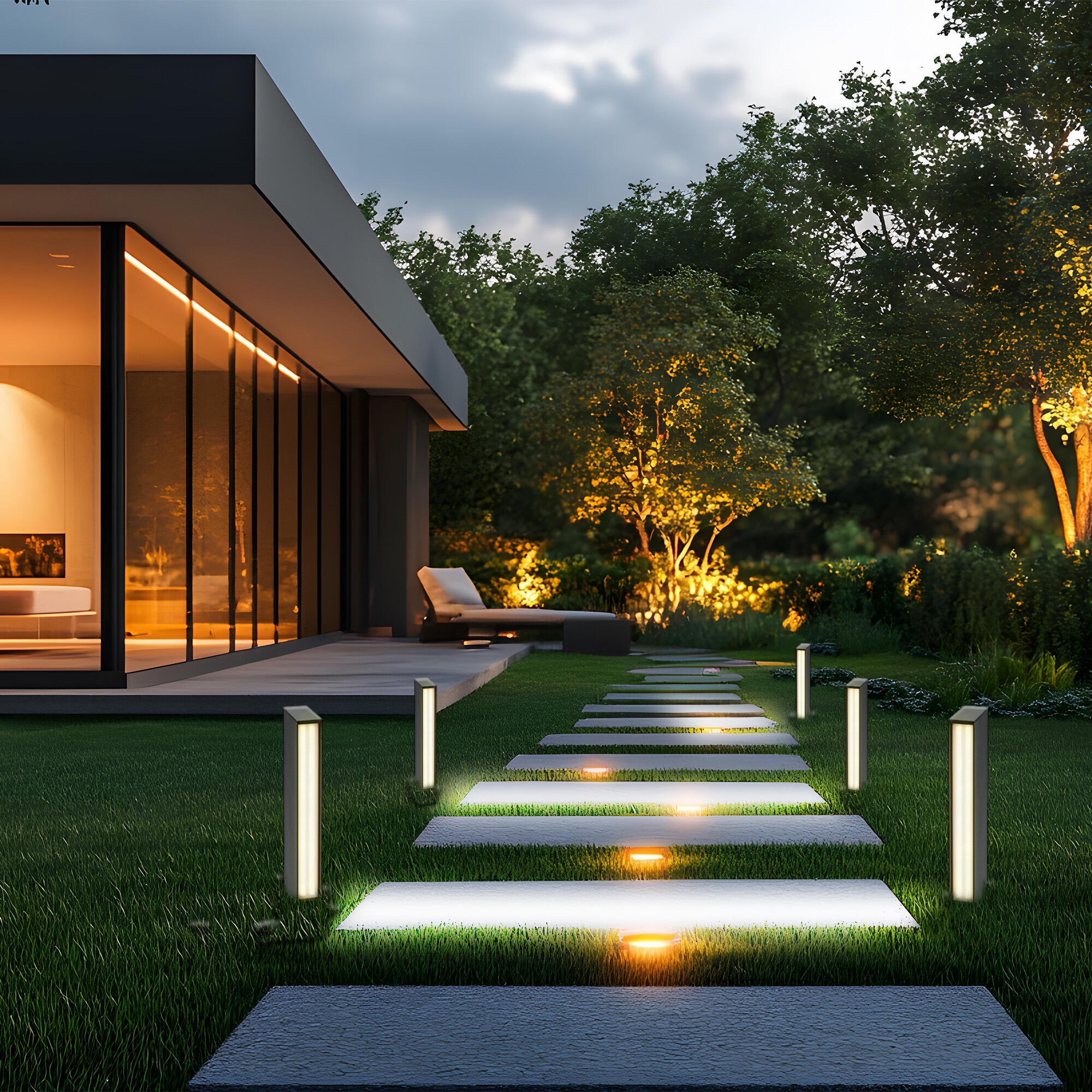 Baliza de jardín LED exterior DELI 45 cm 450 lm aluminio negro resistencia IP65 - 2