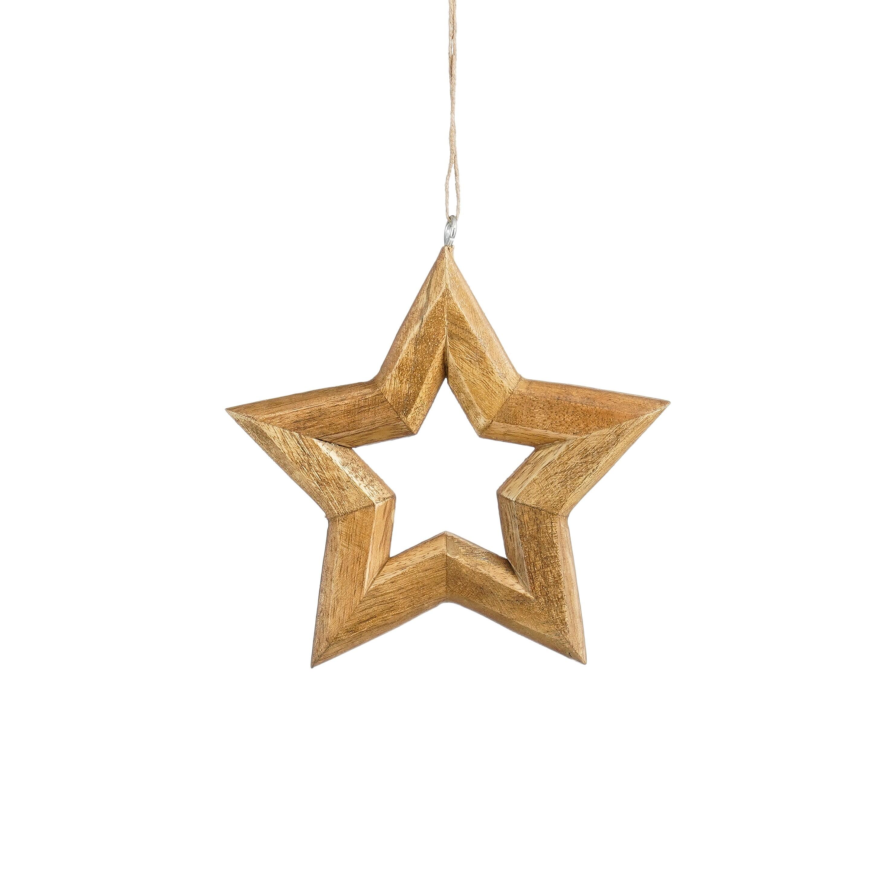 Estrella decorativa marrón de madera 13 cm - 2
