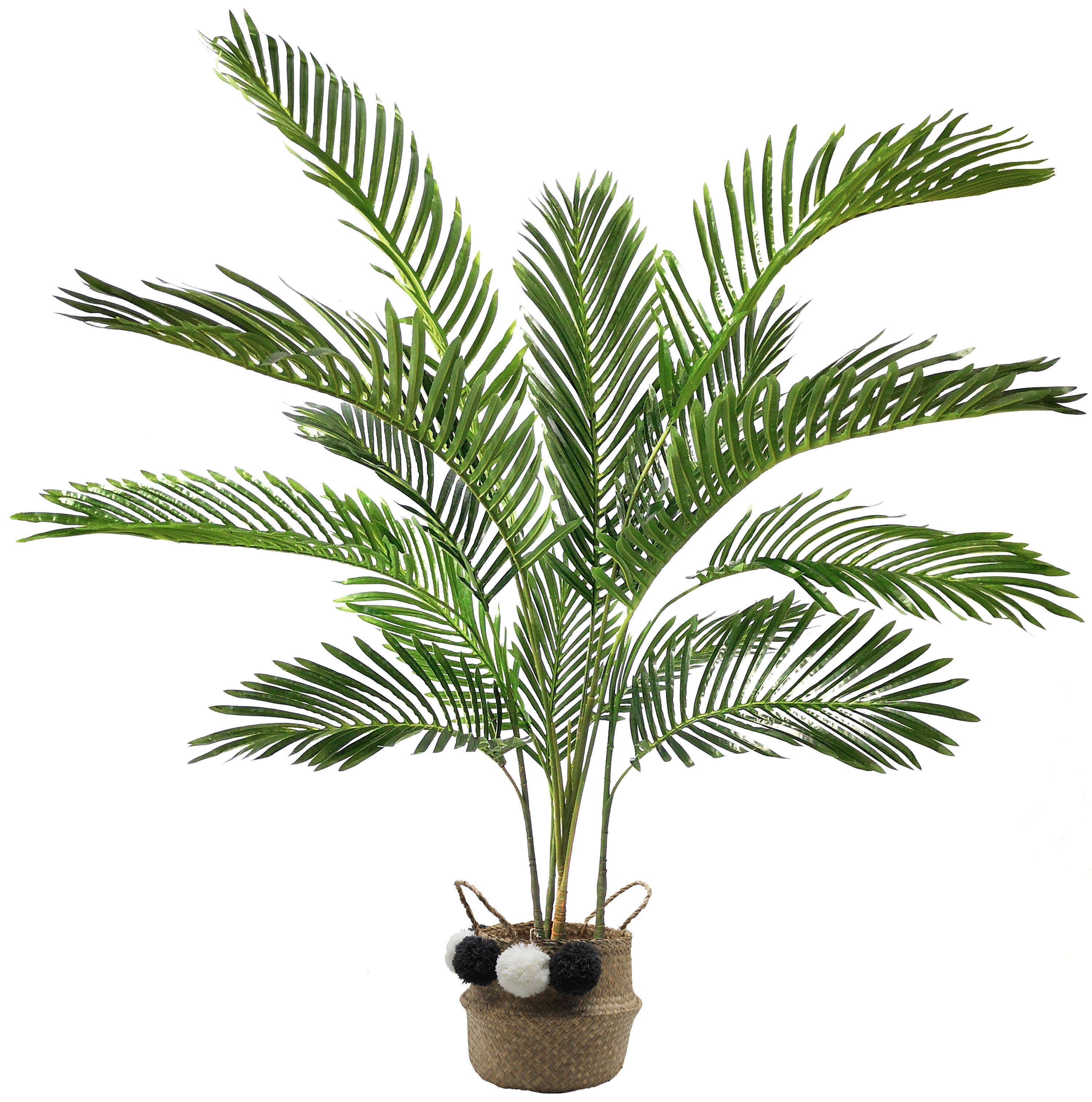Sinder  Planta Artificial Pack Palmera Areca En Maceta De Mimbre De 120X20cm , Leroy Merlin