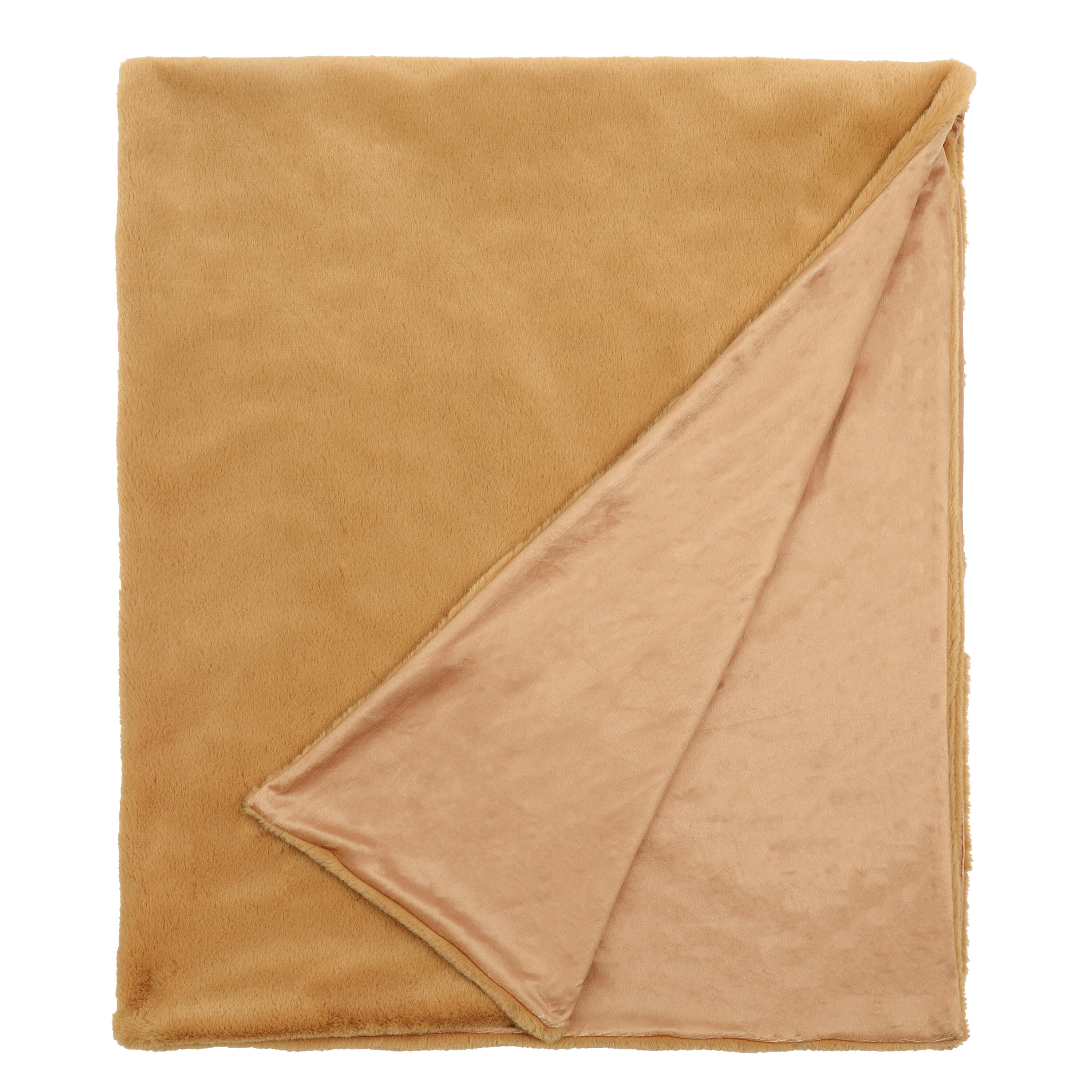 Manta imitación piel New Enalie rectangular INSPIRE poliéster liso naranja 200x220 cm - 3