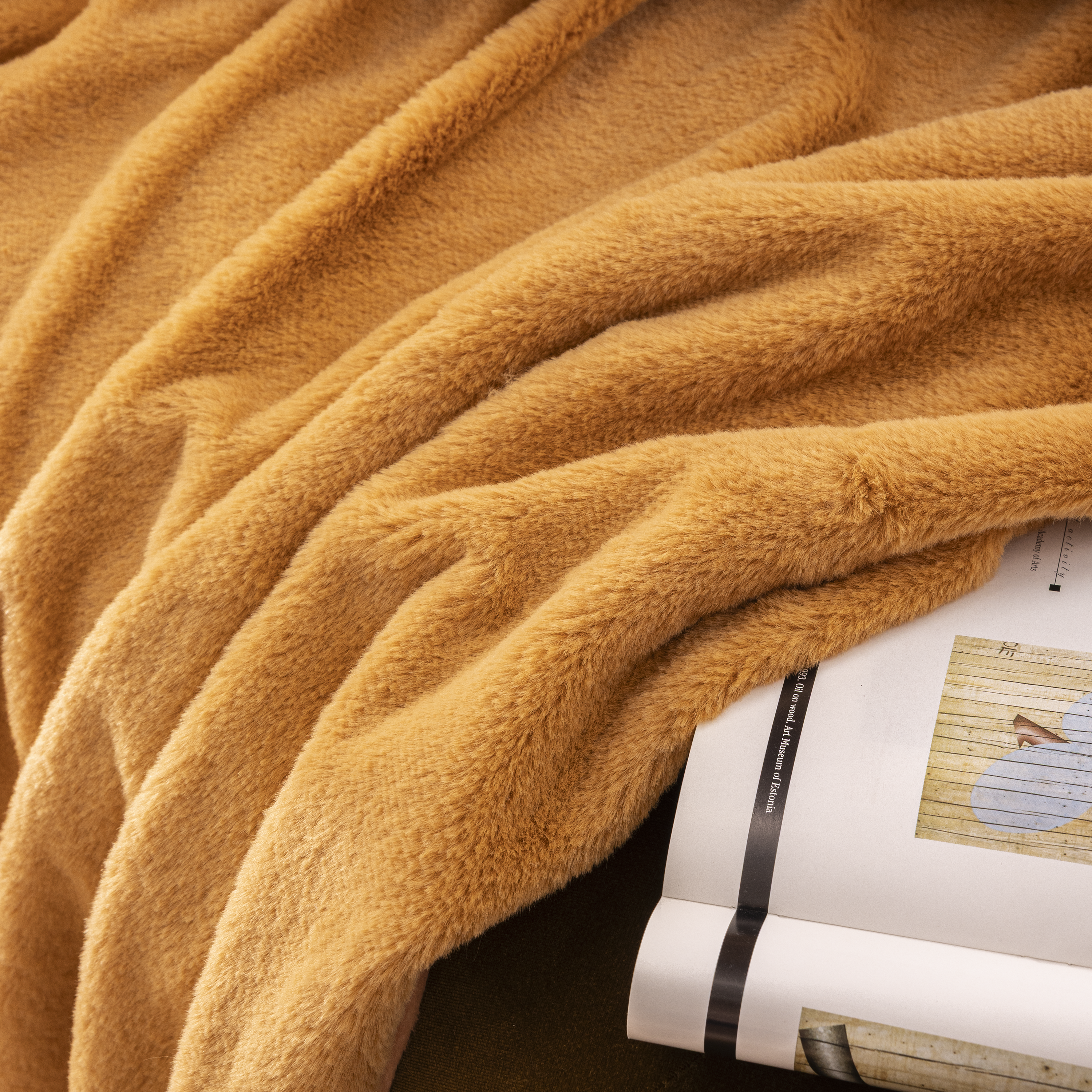 Manta imitación piel New Enalie rectangular INSPIRE poliéster liso naranja 200x220 cm - 5