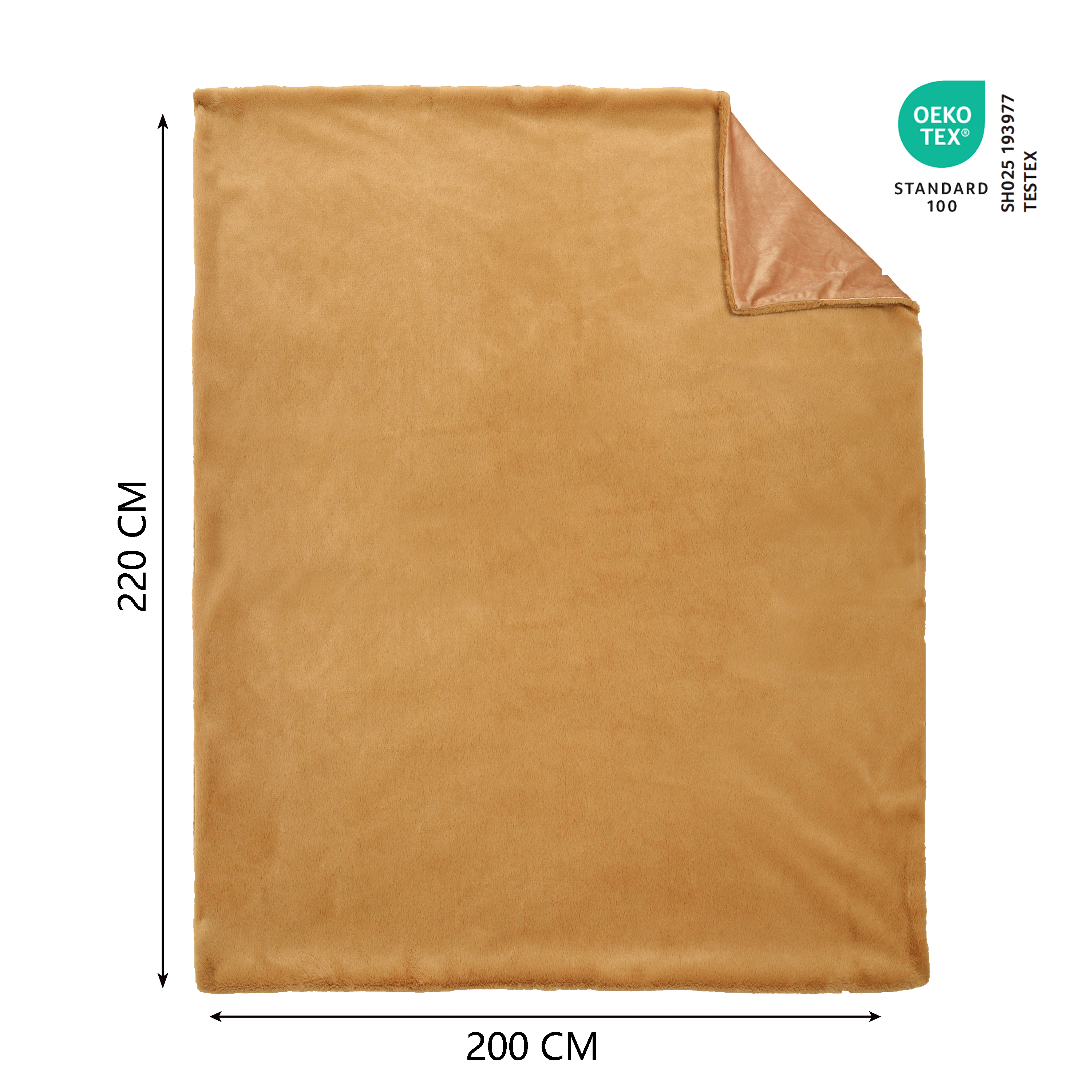 Manta imitación piel New Enalie rectangular INSPIRE poliéster liso naranja 200x220 cm - 2