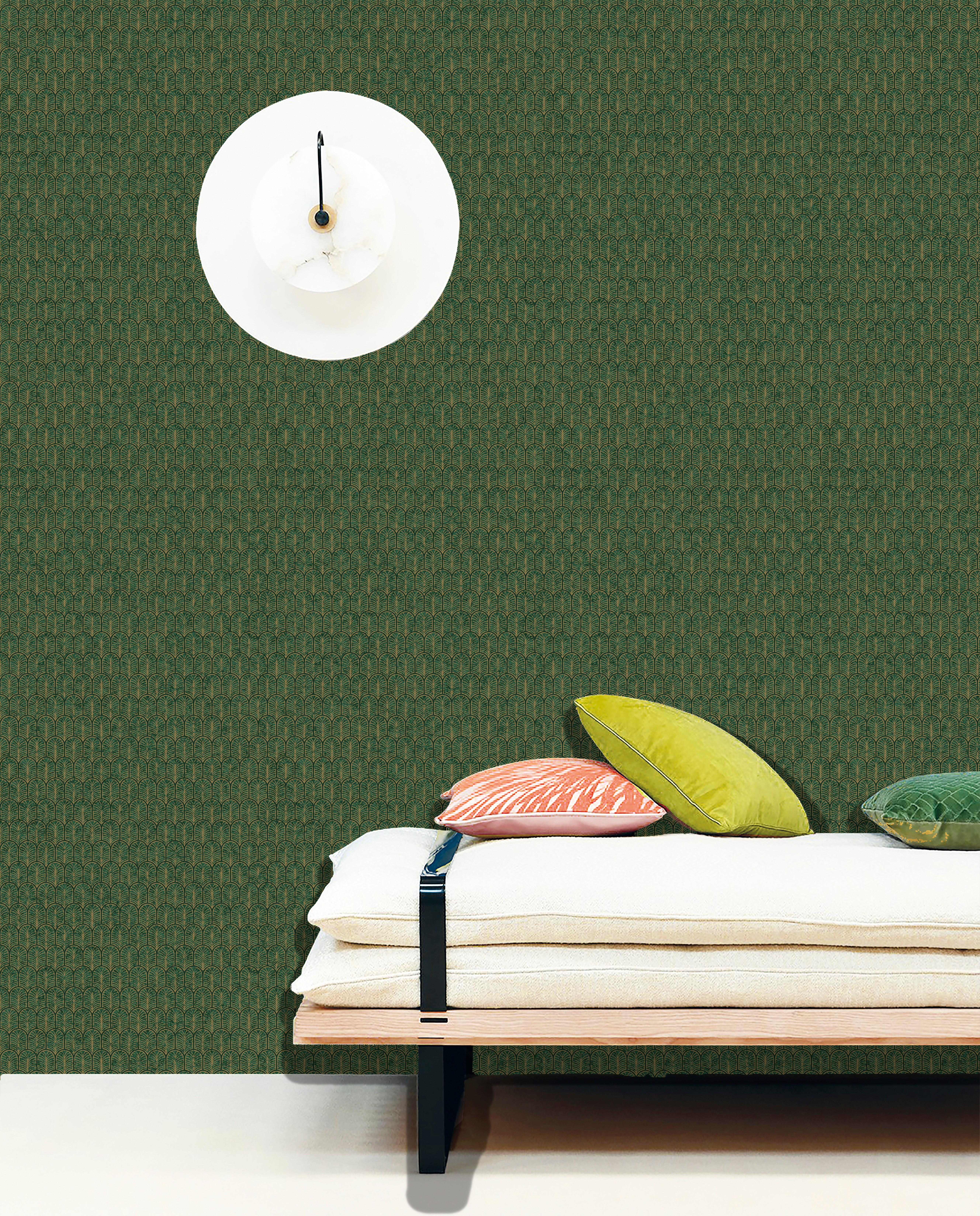Papel pintado vinilo aplicación cola en pared abstracto maine 1 verde ich 53cmx10m lavable