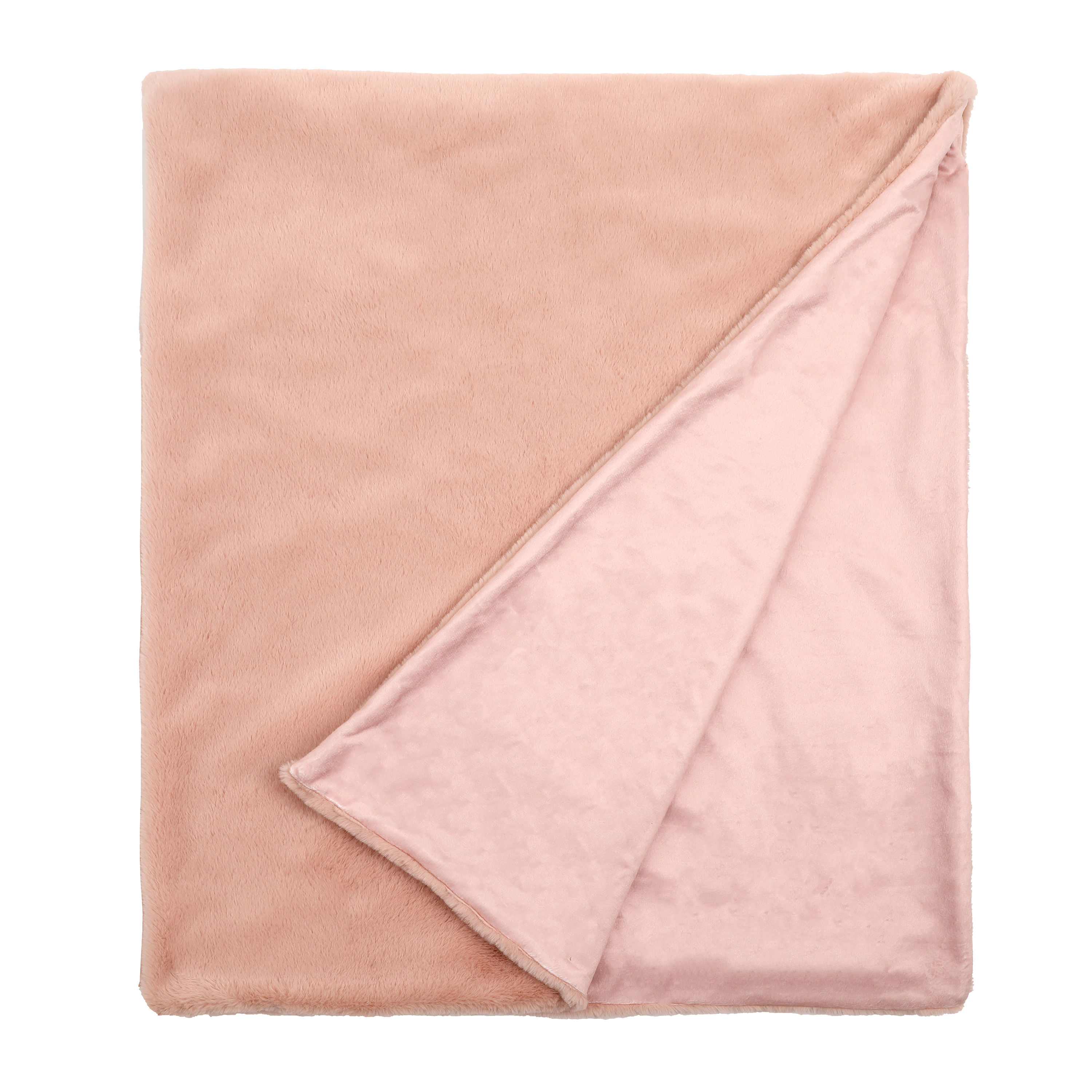 Manta imitación piel New Enalie rectangular INSPIRE poliéster liso rosa de 200x220 cm - 3