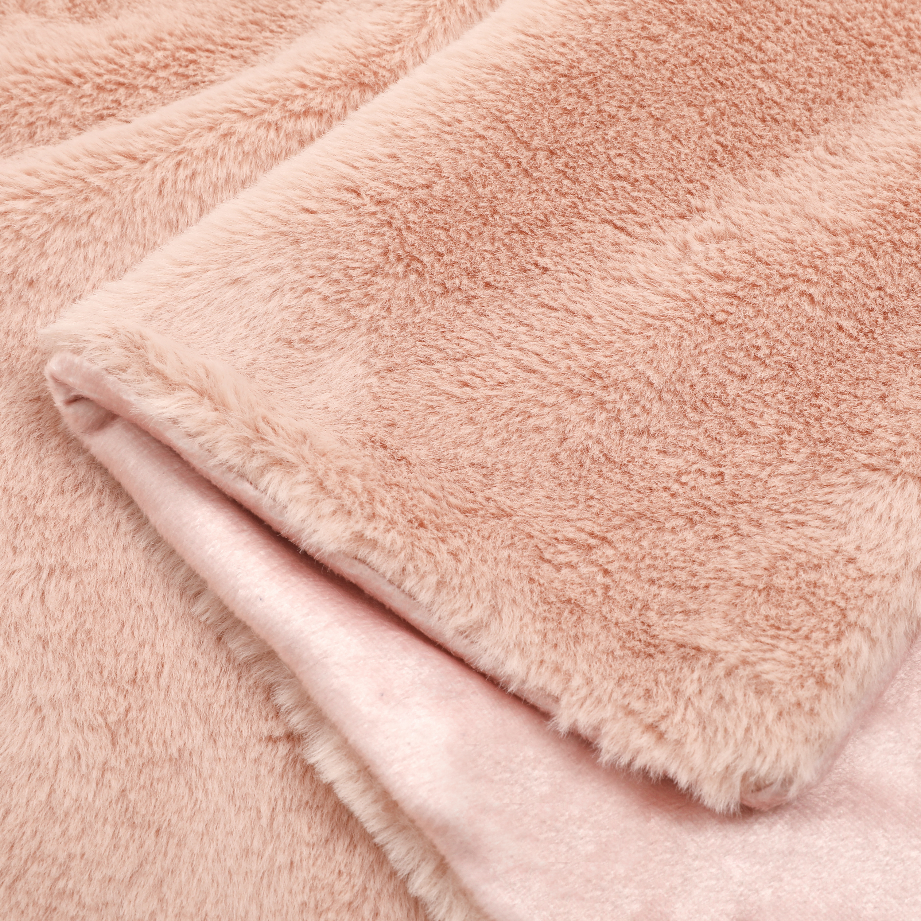 Manta imitación piel New Enalie rectangular INSPIRE poliéster liso rosa de 200x220 cm - 4