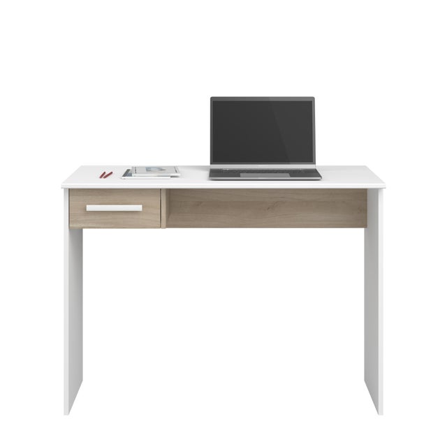 Scrivania Milo  L 100.8 x H 73.5 x P 50 cm bianco e rovere
