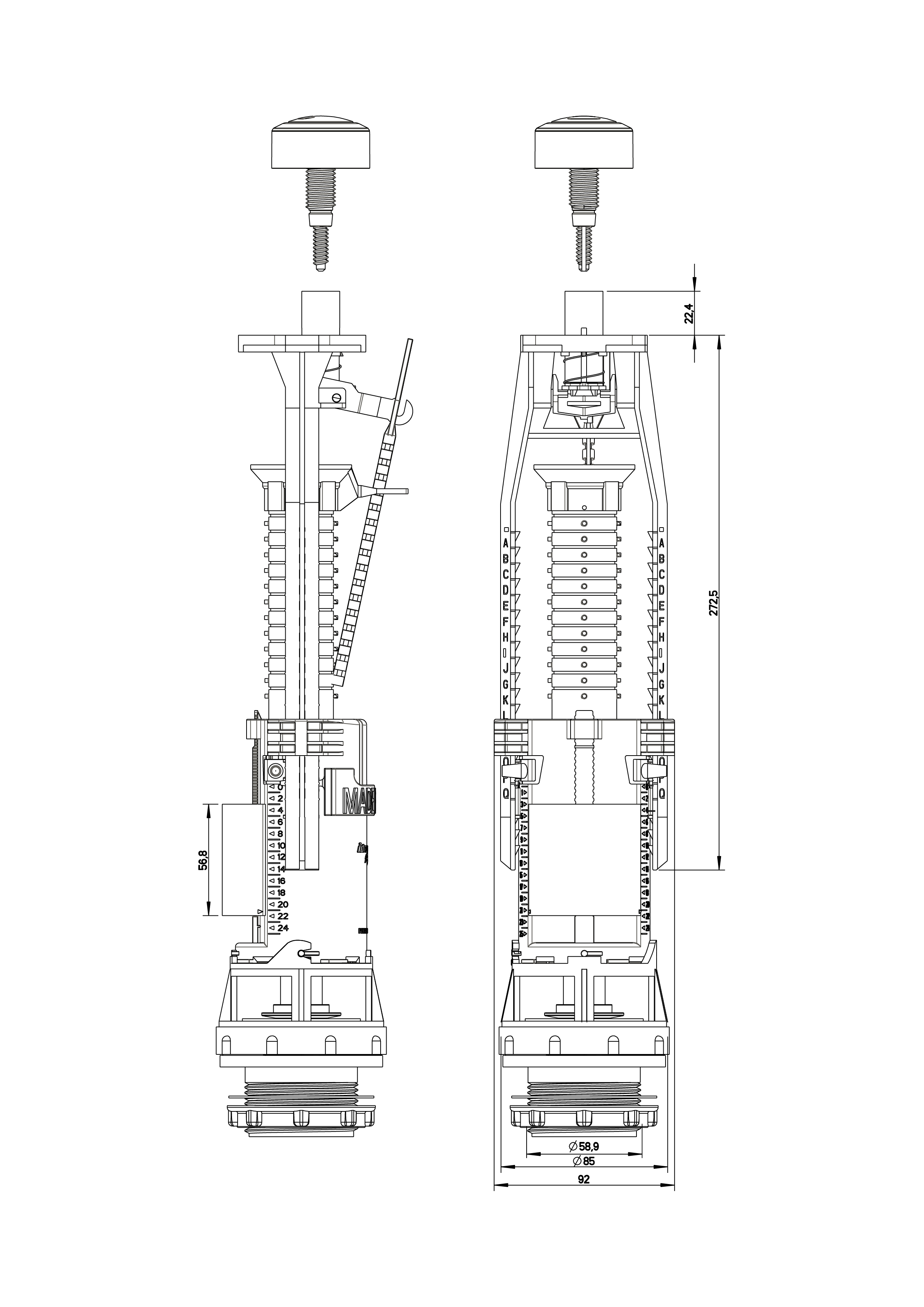 Descargador EQUATION doble pulsador 3/6L - 10