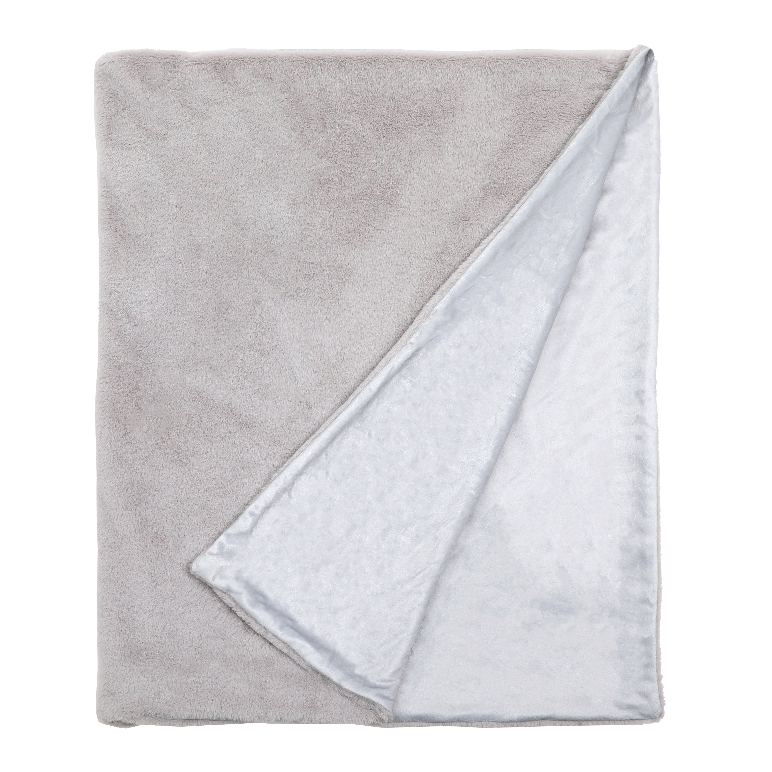 Manta imitación piel New Enalie rectangular INSPIRE poliéster liso gris 200x220 cm - 3