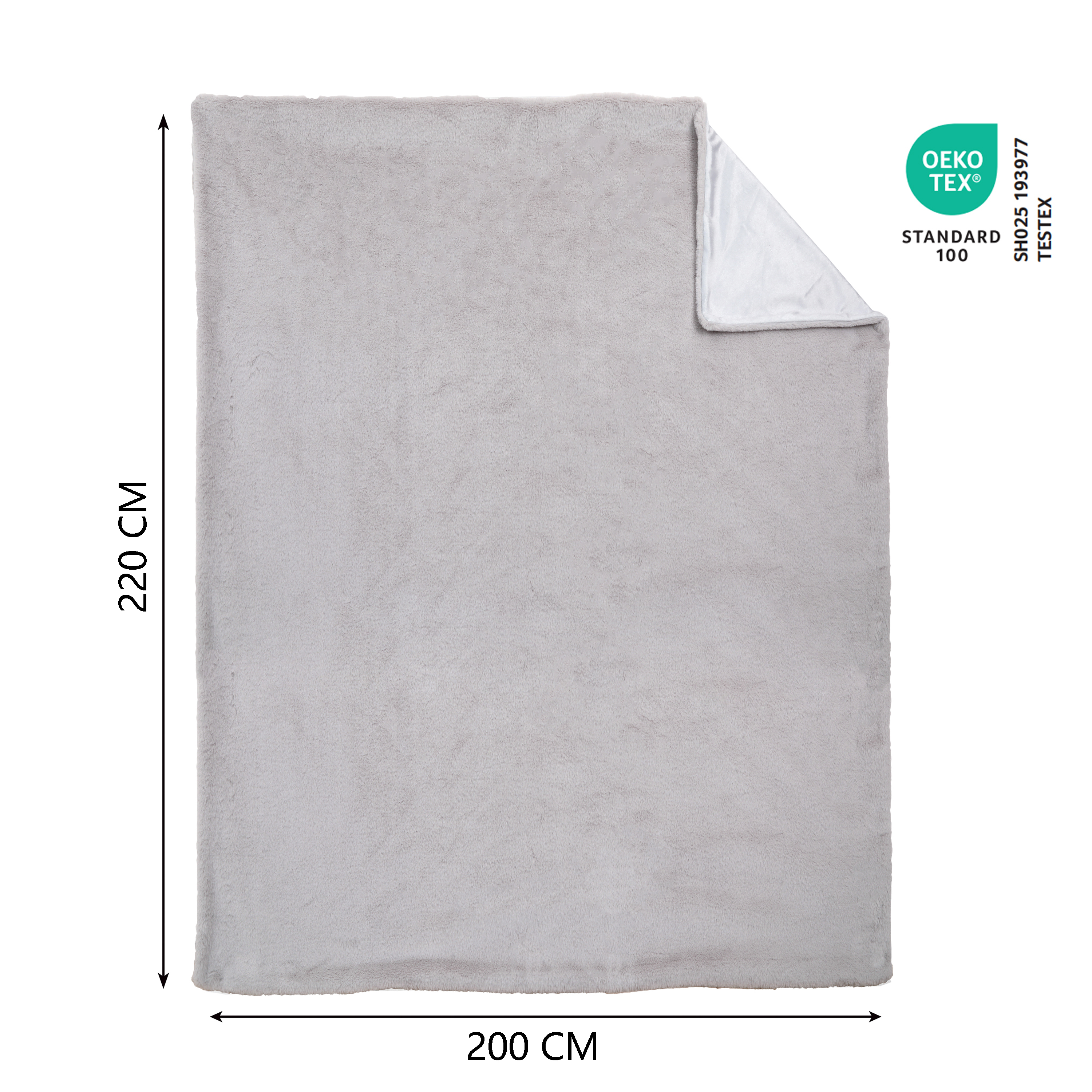 Manta imitación piel New Enalie rectangular INSPIRE poliéster liso gris 200x220 cm - 2