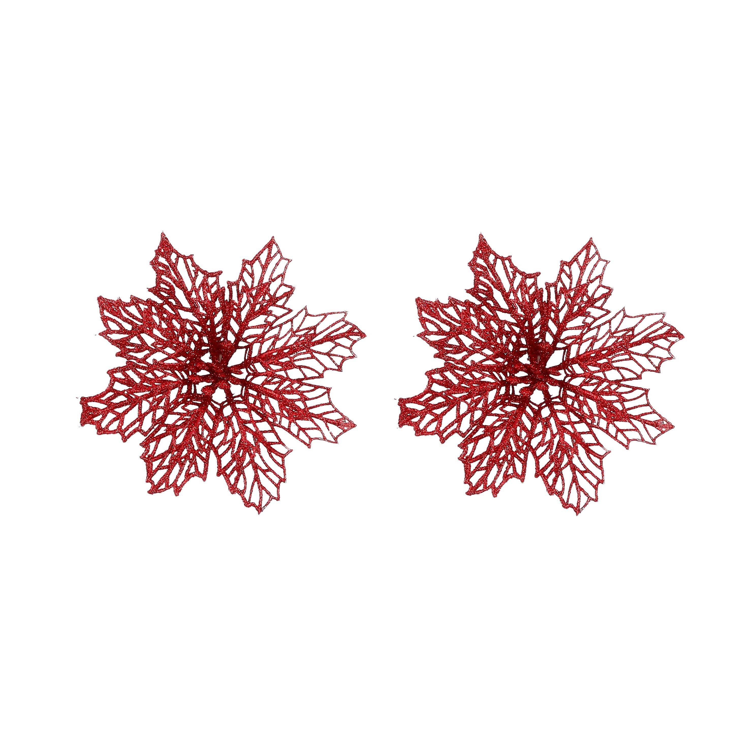 Enfeite clip poinsettia 14 cm vermelho (2 unidades) - 2