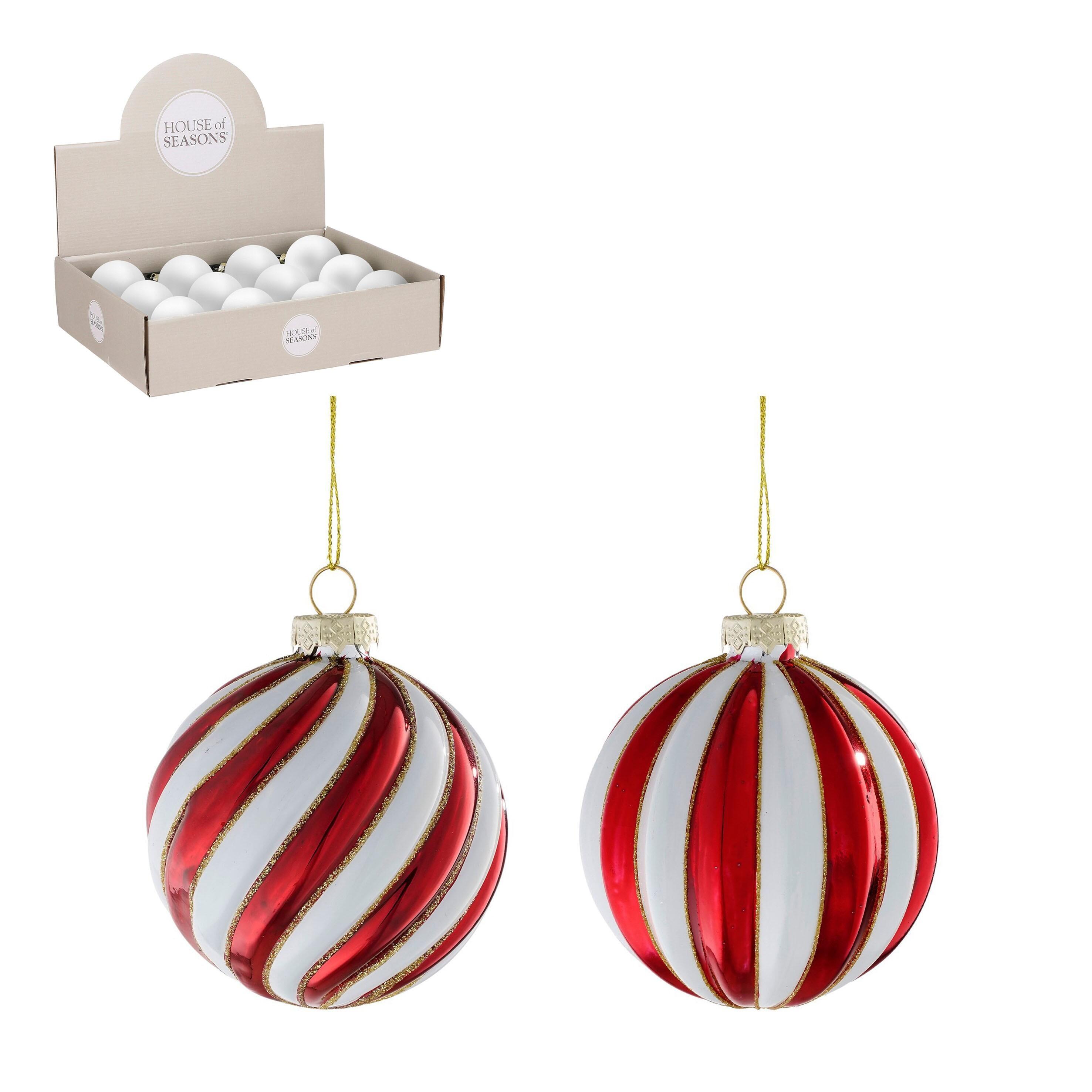 Bola de natal espirais vidro ⌀10 cm vermelho e branco (formato sortido) - 2