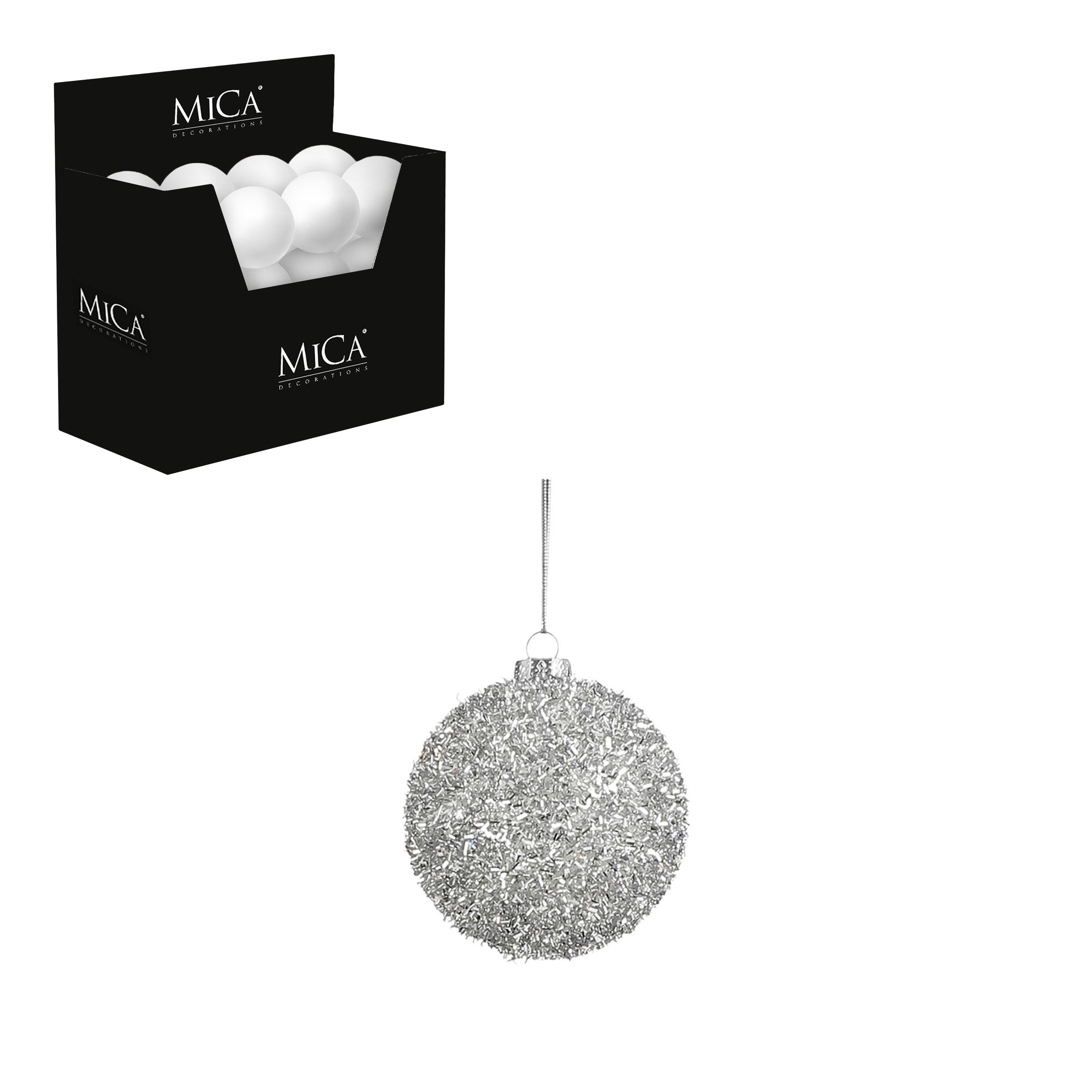 Bola de natal fios brilhantes ⌀8 cm prateado - 2